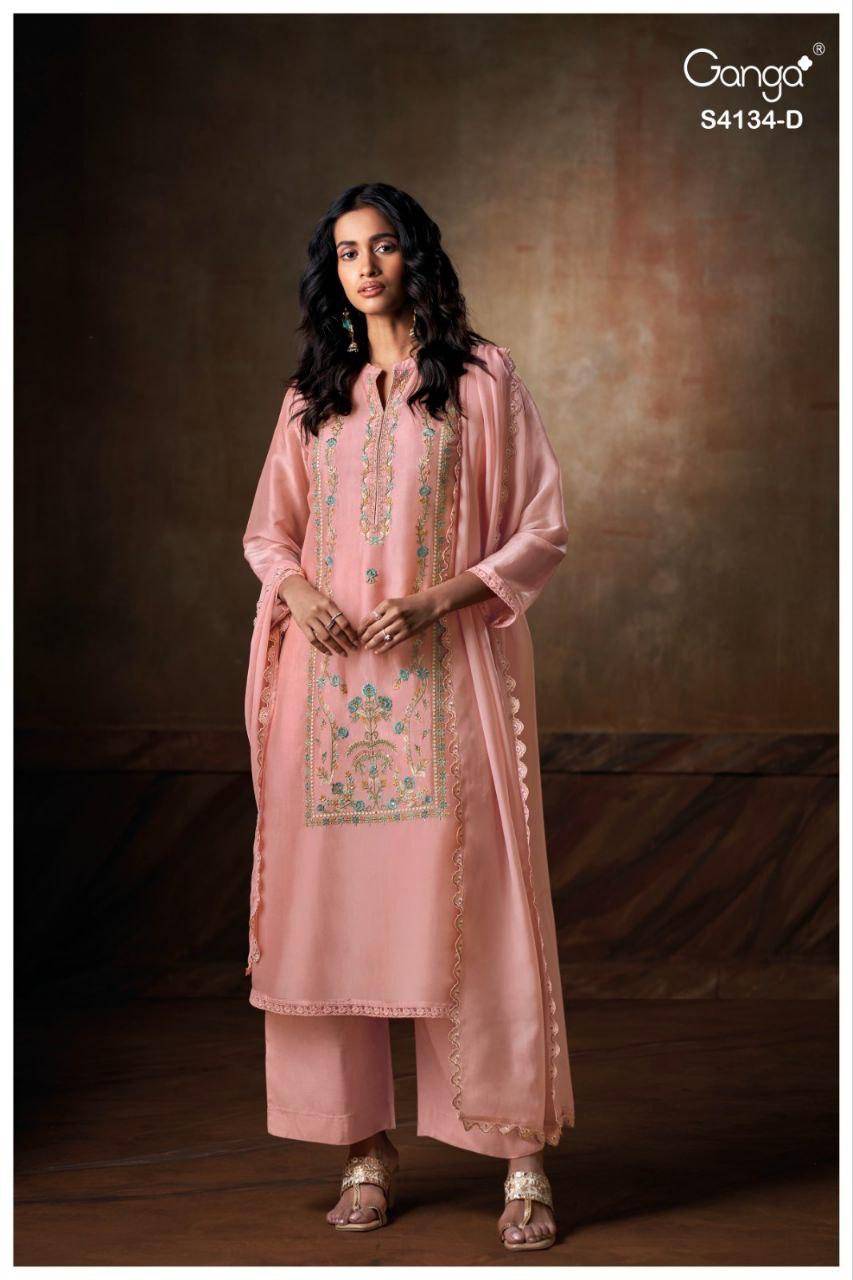 Bhrisha-4134 By Ganga Fashion 4134-A To 4134-D Series Beautiful Festive Suits Stylish Colorful Fancy Casual Wear & Ethnic Wear Premium Bemberg Silk Print Dresses At Wholesale Price