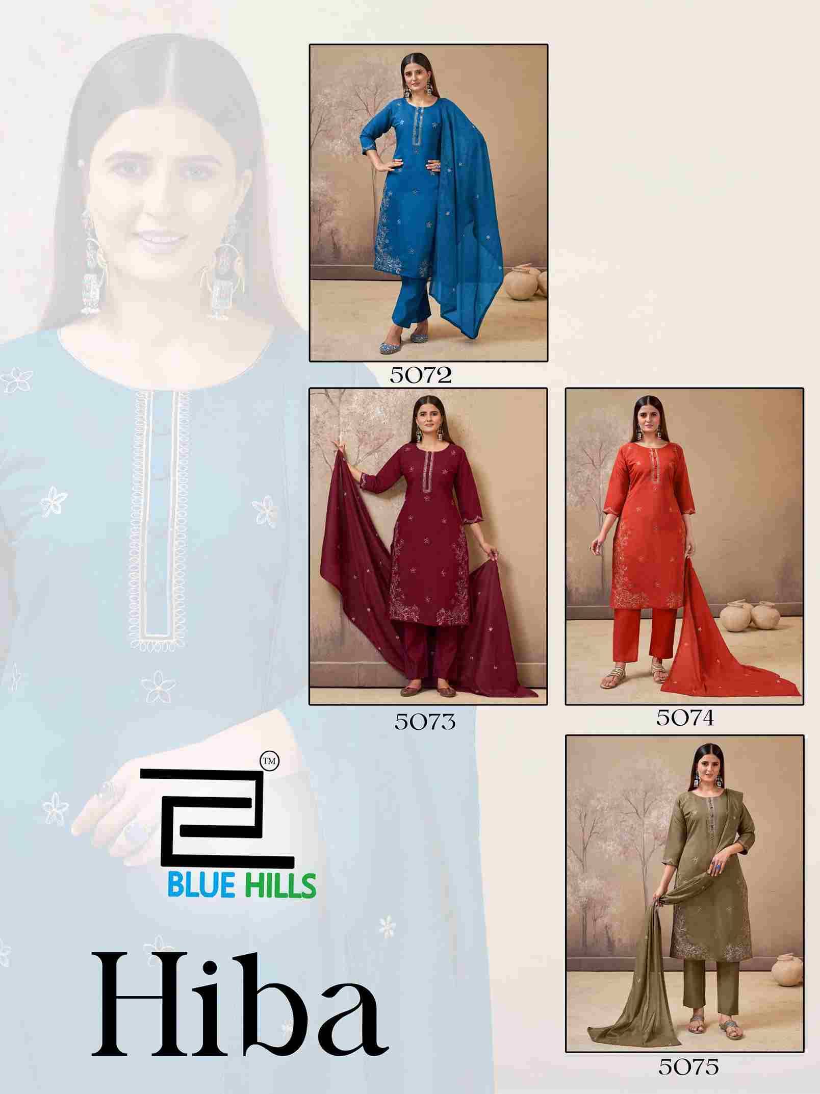Hiba By Blue Hills 5072 To 5075 Series Designer Stylish Fancy Colorful Beautiful Party Wear & Ethnic Wear Collection Roman Silk Dresses At Wholesale Price