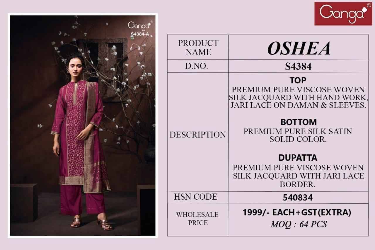 Oshea-4384 By Ganga Fashion 4384-A To 4384-D Series Beautiful Festive Suits Stylish Colorful Fancy Casual Wear & Ethnic Wear Premium Viscose Silk Print Dresses At Wholesale Price