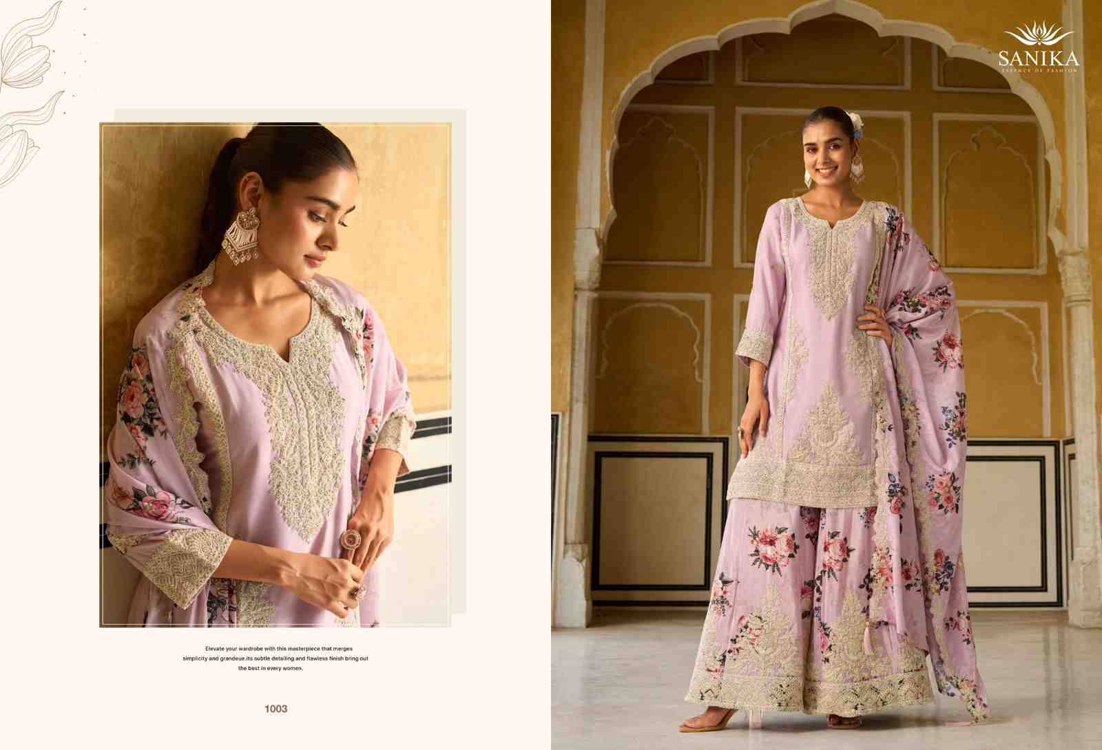 Ishani By Sanika 1001 To 1003 Series Beautiful Suits Stylish Fancy Colorful Party Wear & Occasional Wear Premium Chinnon Silk Dresses At Wholesale Price