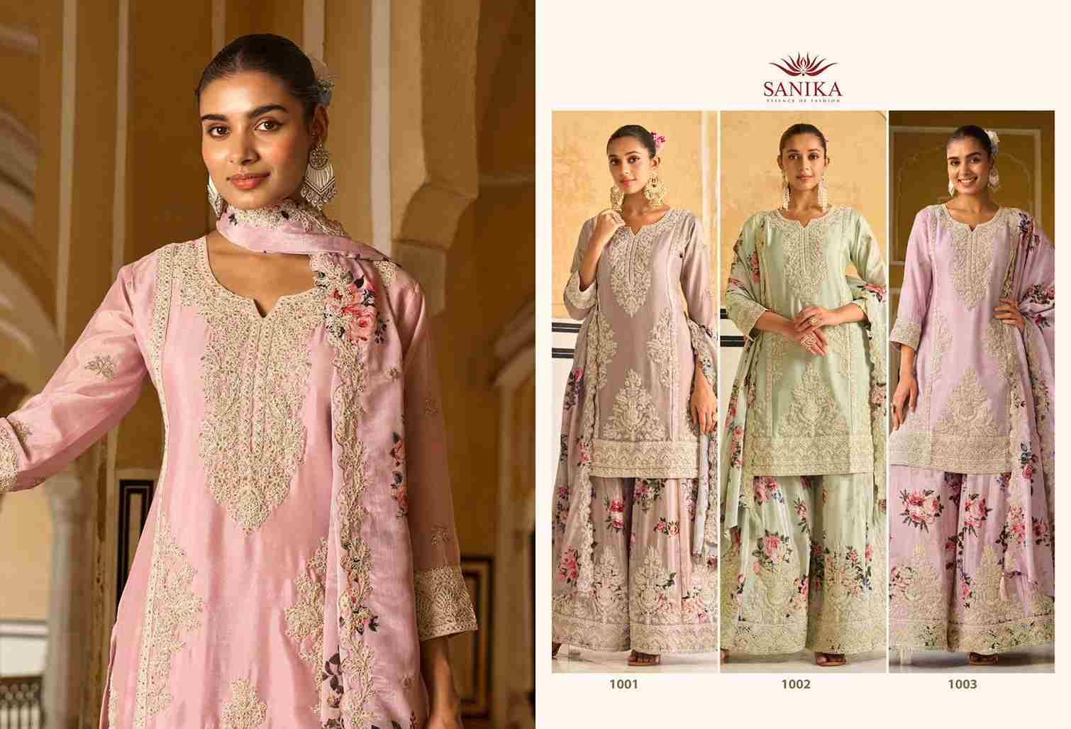 Ishani By Sanika 1001 To 1003 Series Beautiful Suits Stylish Fancy Colorful Party Wear & Occasional Wear Premium Chinnon Silk Dresses At Wholesale Price