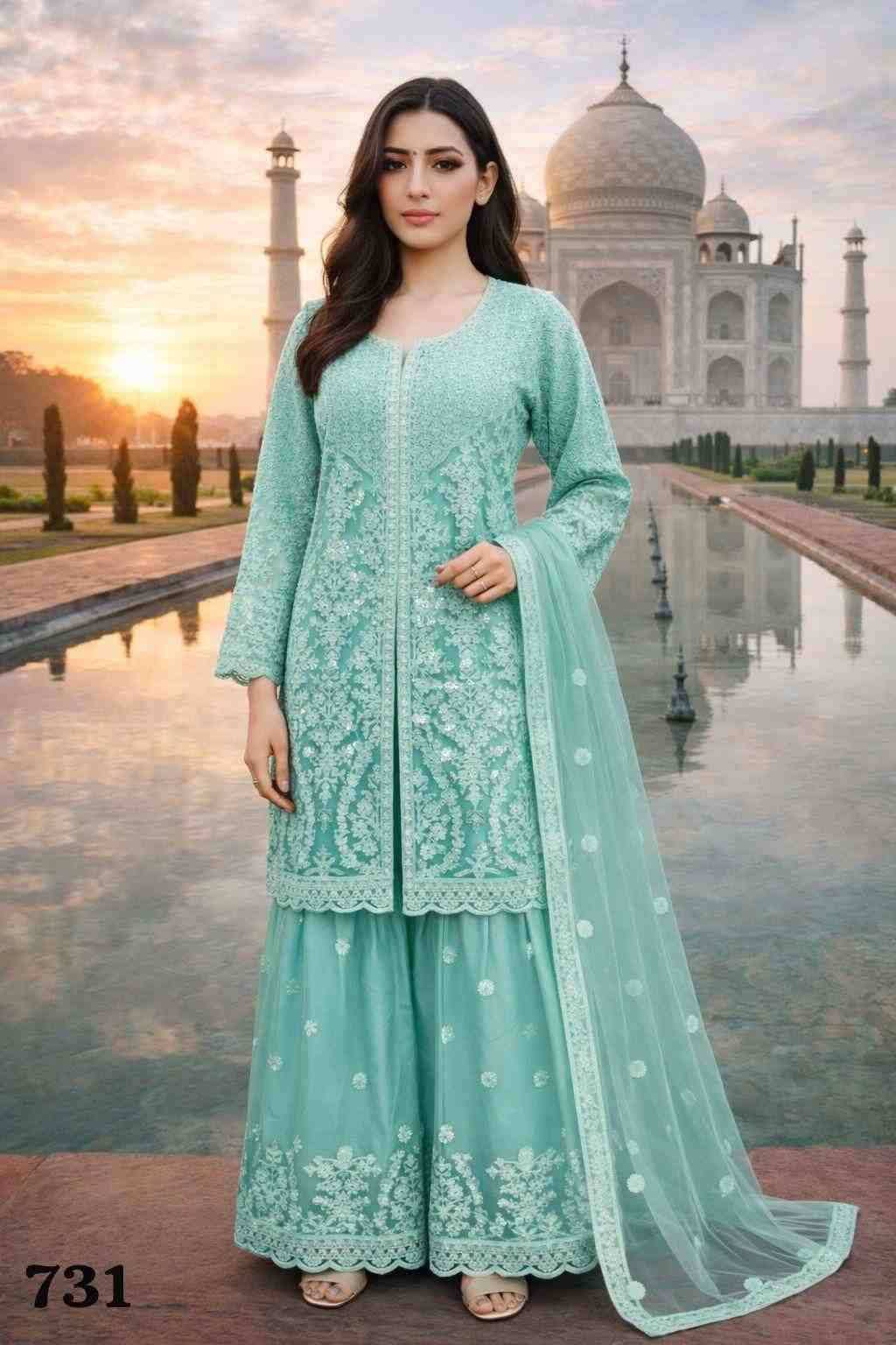 Simaya By Mrudangi 727 To 731 Series Beautiful Festive Suits Colorful Stylish Fancy Casual Wear & Ethnic Wear Pure Net Dresses At Wholesale Price