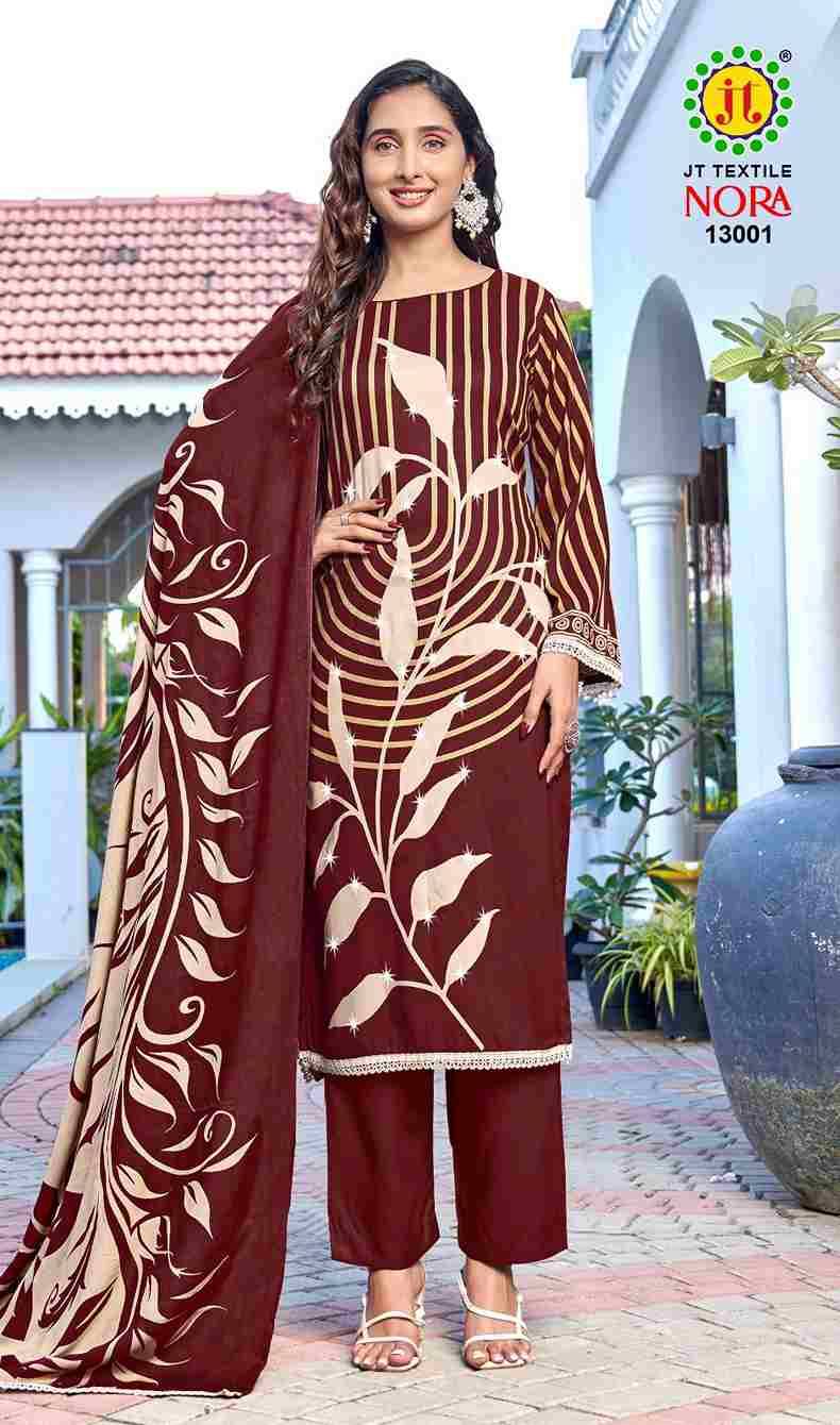 Nora Vol-13 By JT 13001 To 13005 Series Beautiful Festive Suits Colorful Stylish Fancy Casual Wear & Ethnic Wear Rayon Dresses At Wholesale Price