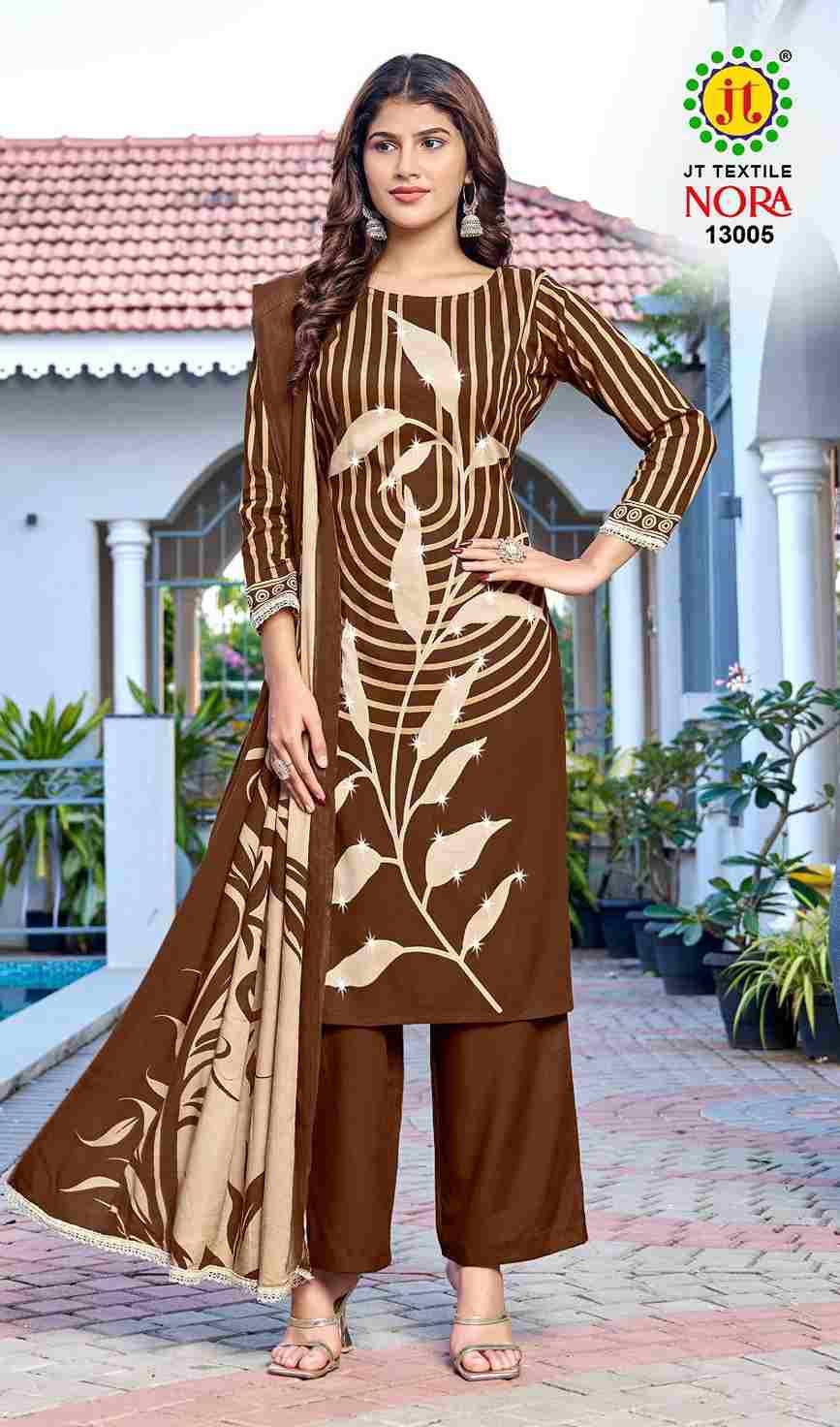 Nora Vol-13 By JT 13001 To 13005 Series Beautiful Festive Suits Colorful Stylish Fancy Casual Wear & Ethnic Wear Rayon Dresses At Wholesale Price