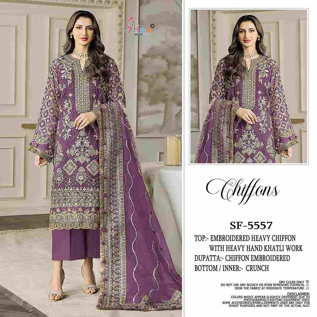 Shree Fabs Hit Design SF-5557 Colours By Shree Fabs SF-5557-A To SF-5557-D Series Beautiful Stylish Pakistani Suits Fancy Colorful Casual Wear & Ethnic Wear & Ready To Wear Chiffon Embroidery Dresses At Wholesale Price