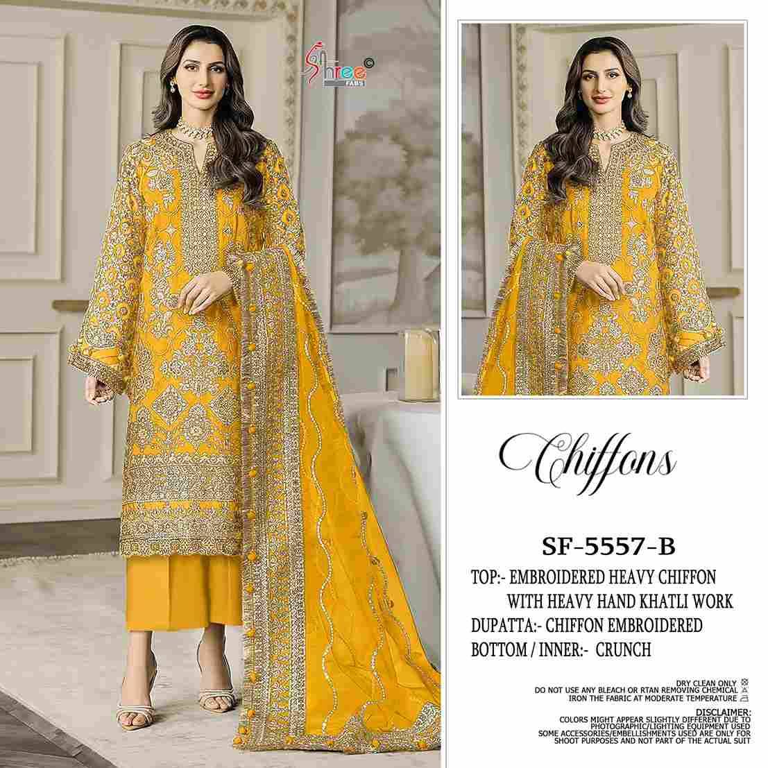 Shree Fabs Hit Design SF-5557 Colours By Shree Fabs SF-5557-A To SF-5557-D Series Beautiful Stylish Pakistani Suits Fancy Colorful Casual Wear & Ethnic Wear & Ready To Wear Chiffon Embroidery Dresses At Wholesale Price