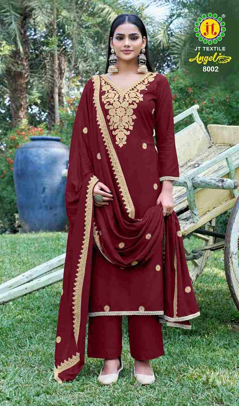 Angel Vol-8 By JT 8001 To 8005 Series Beautiful Festive Suits Colorful Stylish Fancy Casual Wear & Ethnic Wear Rayon Dresses At Wholesale Price