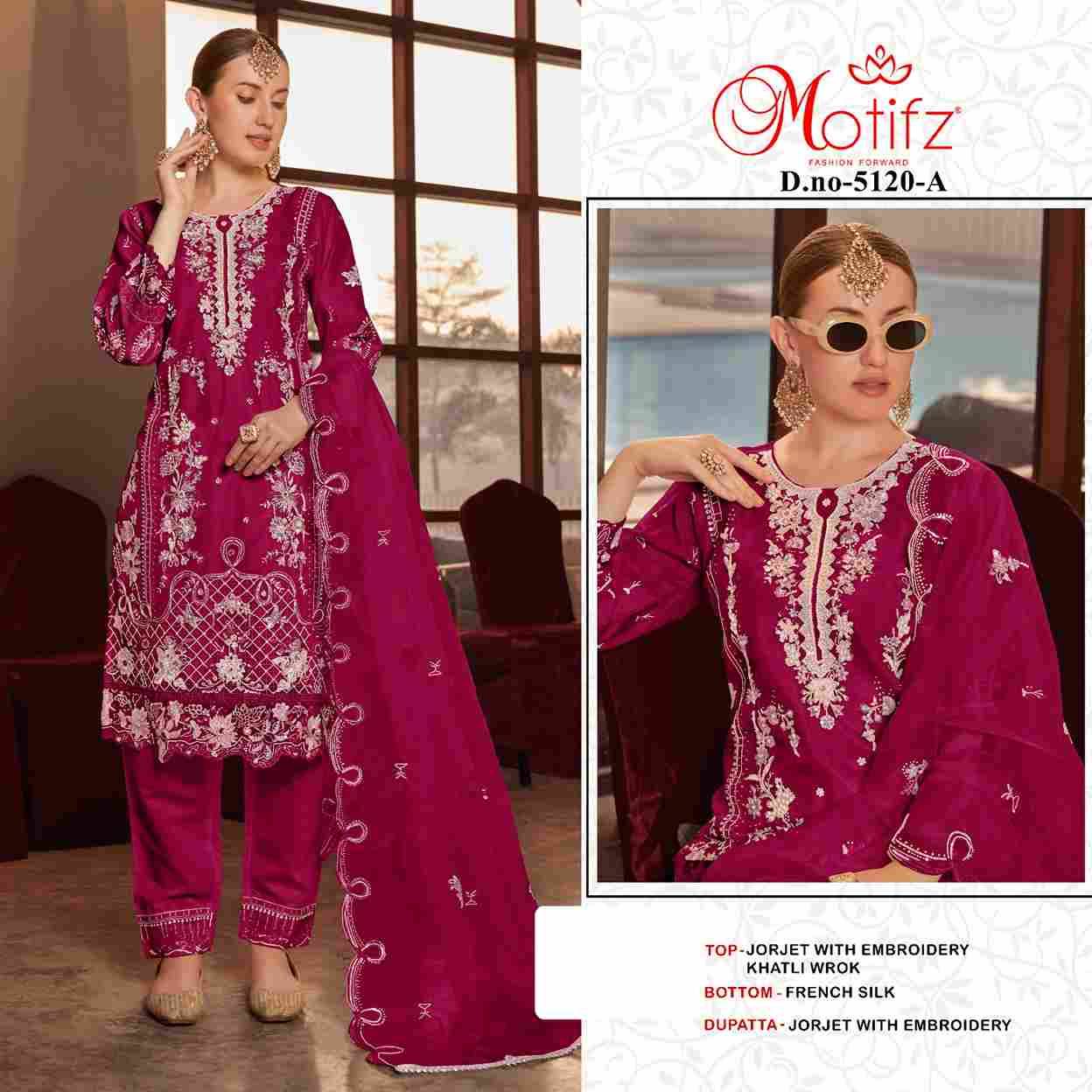 Motifz Hit Design 5120 Colours By Motifz 5120-A To 5120-D Series Beautiful Pakistani Suits Colorful Stylish Fancy Casual Wear & Ethnic Wear Georgette Dresses At Wholesale Price