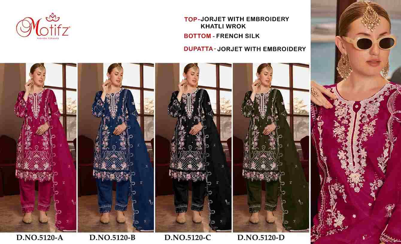 Motifz Hit Design 5120 Colours By Motifz 5120-A To 5120-D Series Beautiful Pakistani Suits Colorful Stylish Fancy Casual Wear & Ethnic Wear Georgette Dresses At Wholesale Price