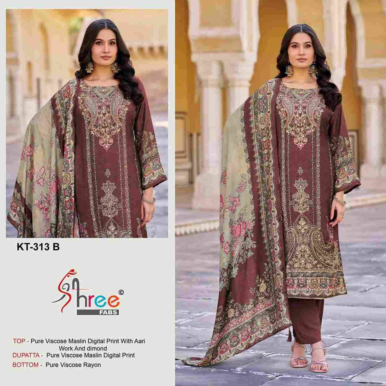 Shree Fabs Hit Design KT-313 Colours By Shree Fabs KT-313-A To KT-313-D Series Designer Pakistani Suits Beautiful Fancy Stylish Colorful Party Wear & Occasional Wear Pure Viscose Muslin Embroidery Dresses At Wholesale Price