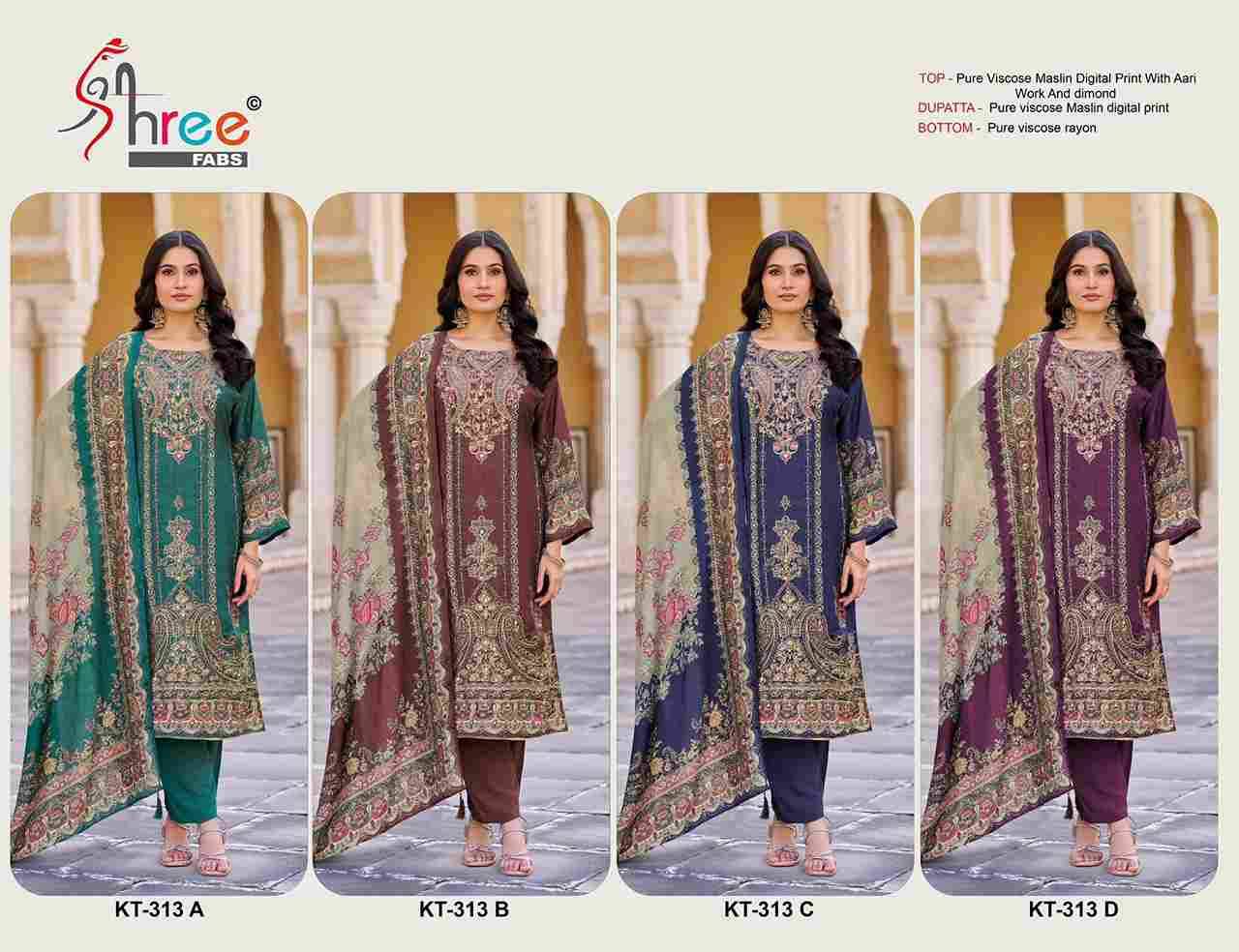 Shree Fabs Hit Design KT-313 Colours By Shree Fabs KT-313-A To KT-313-D Series Designer Pakistani Suits Beautiful Fancy Stylish Colorful Party Wear & Occasional Wear Pure Viscose Muslin Embroidery Dresses At Wholesale Price