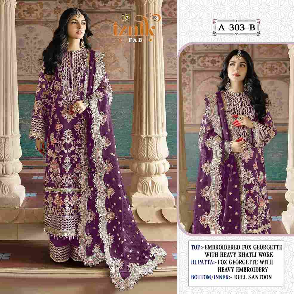 Iznik 303 Colours By Iznik Fab 303-A To 303-D Series Designer Pakistani Suits Beautiful Stylish Fancy Colorful Party Wear & Occasional Wear Faux Georgette With Embroidery Dresses At Wholesale Price