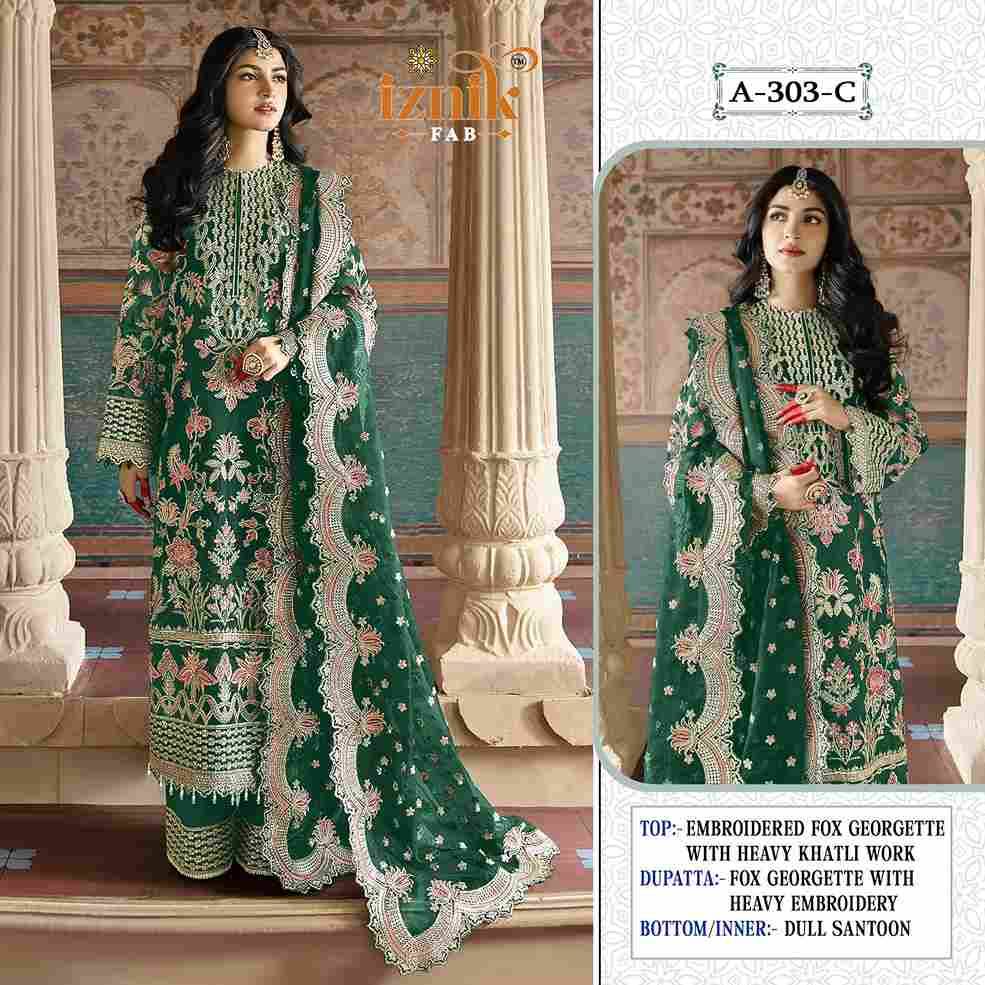 Iznik 303 Colours By Iznik Fab 303-A To 303-D Series Designer Pakistani Suits Beautiful Stylish Fancy Colorful Party Wear & Occasional Wear Faux Georgette With Embroidery Dresses At Wholesale Price