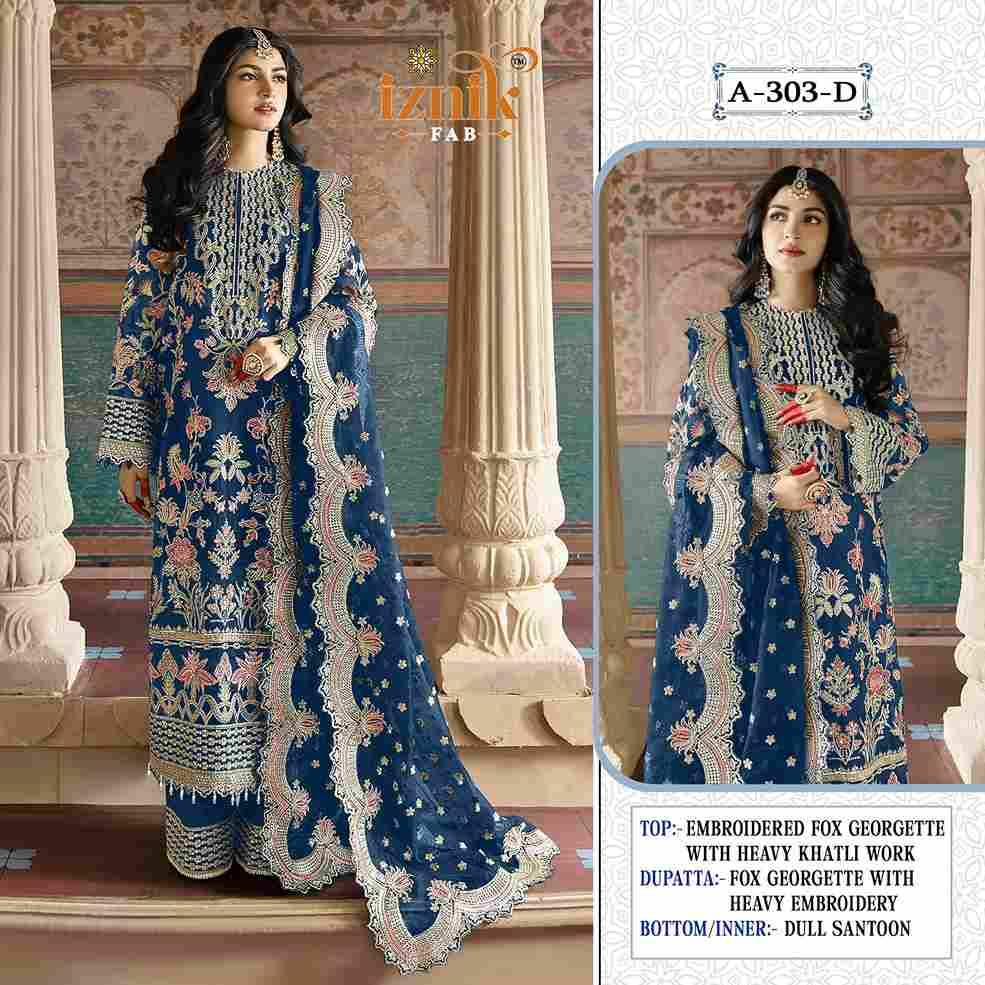 Iznik 303 Colours By Iznik Fab 303-A To 303-D Series Designer Pakistani Suits Beautiful Stylish Fancy Colorful Party Wear & Occasional Wear Faux Georgette With Embroidery Dresses At Wholesale Price