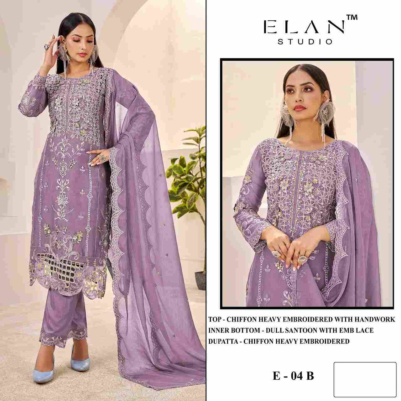 Elan 04 Colours By Elan Studio 04-A To 04-D Series Designer Pakistani Suits Beautiful Stylish Fancy Colorful Party Wear & Occasional Wear Chiffon With Embroidery Dresses At Wholesale Price