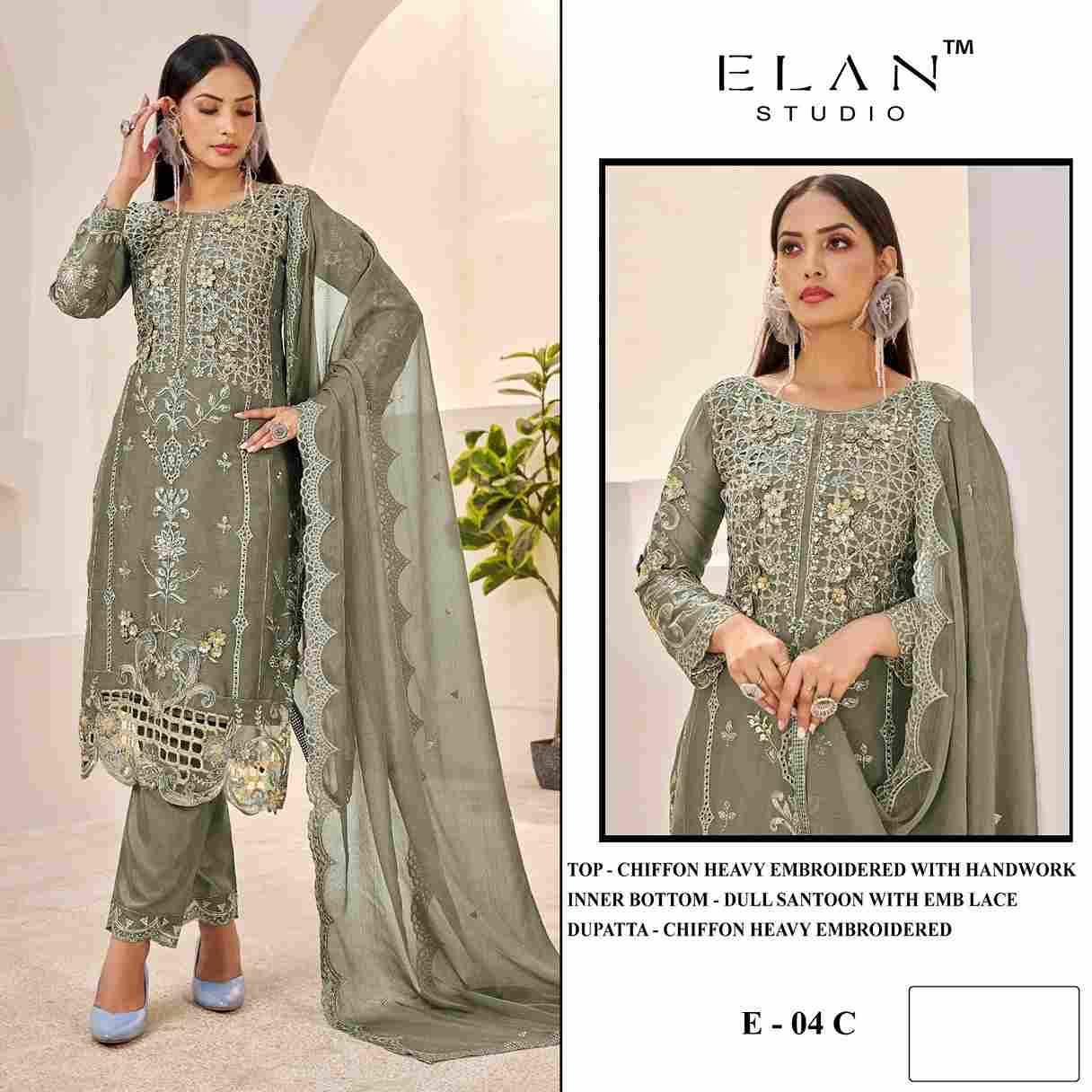 Elan 04 Colours By Elan Studio 04-A To 04-D Series Designer Pakistani Suits Beautiful Stylish Fancy Colorful Party Wear & Occasional Wear Chiffon With Embroidery Dresses At Wholesale Price