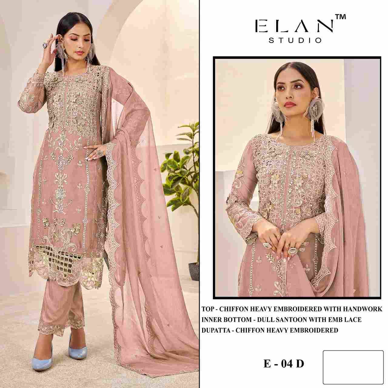 Elan 04 Colours By Elan Studio 04-A To 04-D Series Designer Pakistani Suits Beautiful Stylish Fancy Colorful Party Wear & Occasional Wear Chiffon With Embroidery Dresses At Wholesale Price