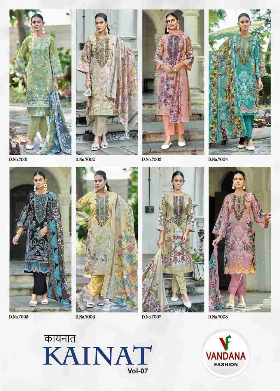 Kainat Vol-7 By Vandana Fashion 7001 To 7008 Series Beautiful Festive Suits Stylish Fancy Colorful Casual Wear & Ethnic Wear Cotton Print Dresses At Wholesale Price