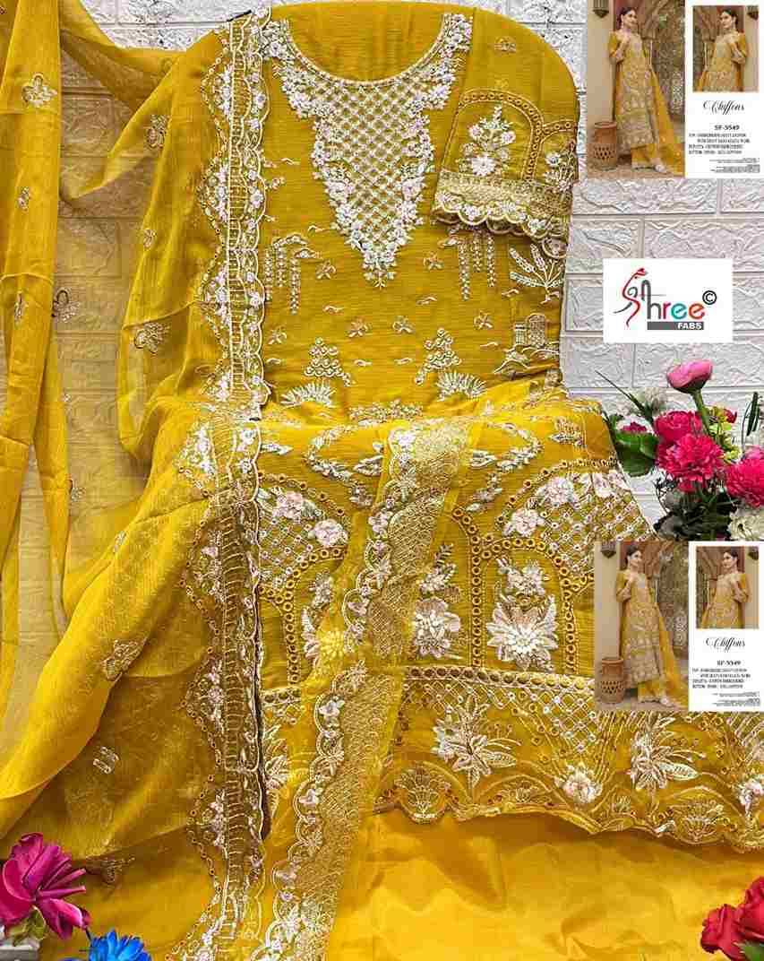 Shree Fabs Hit Design SF-5549 Colours By Shree Fabs SF-5549-A To SF-5549-D Series Beautiful Stylish Pakistani Suits Fancy Colorful Casual Wear & Ethnic Wear & Ready To Wear Chiffon Embroidery Dresses At Wholesale Price