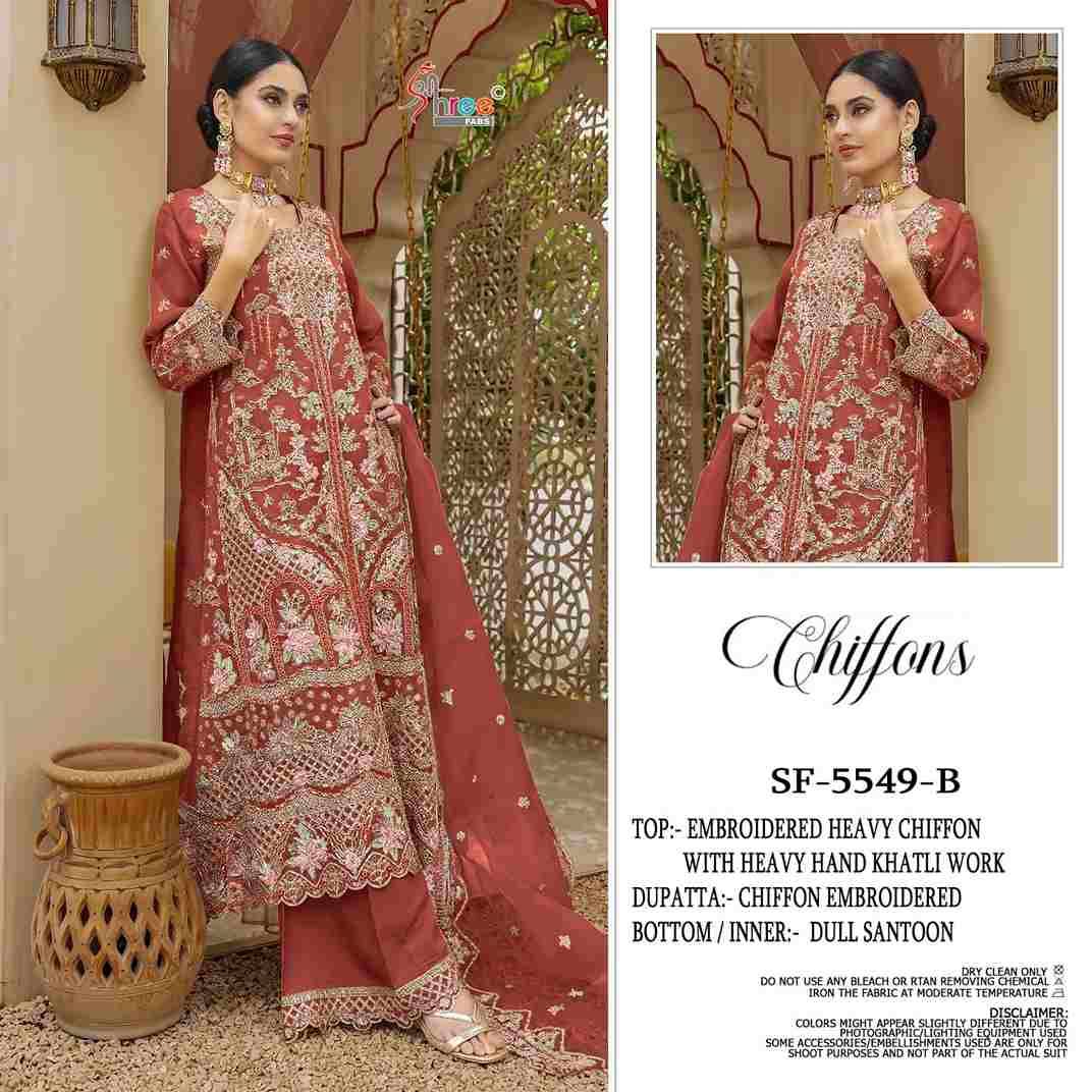 Shree Fabs Hit Design SF-5549 Colours By Shree Fabs SF-5549-A To SF-5549-D Series Beautiful Stylish Pakistani Suits Fancy Colorful Casual Wear & Ethnic Wear & Ready To Wear Chiffon Embroidery Dresses At Wholesale Price