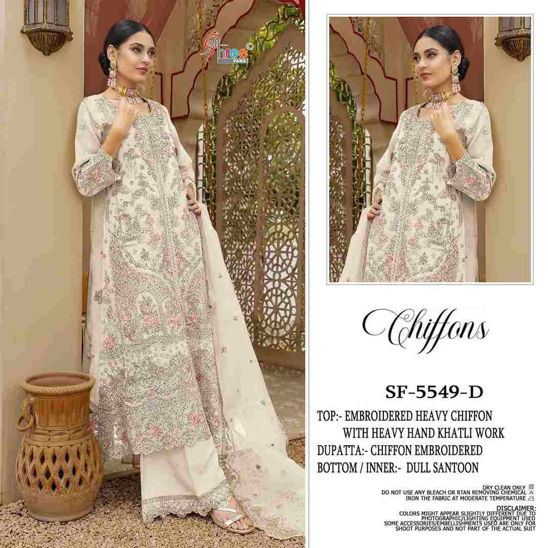 Shree Fabs Hit Design SF-5549 Colours By Shree Fabs SF-5549-A To SF-5549-D Series Beautiful Stylish Pakistani Suits Fancy Colorful Casual Wear & Ethnic Wear & Ready To Wear Chiffon Embroidery Dresses At Wholesale Price