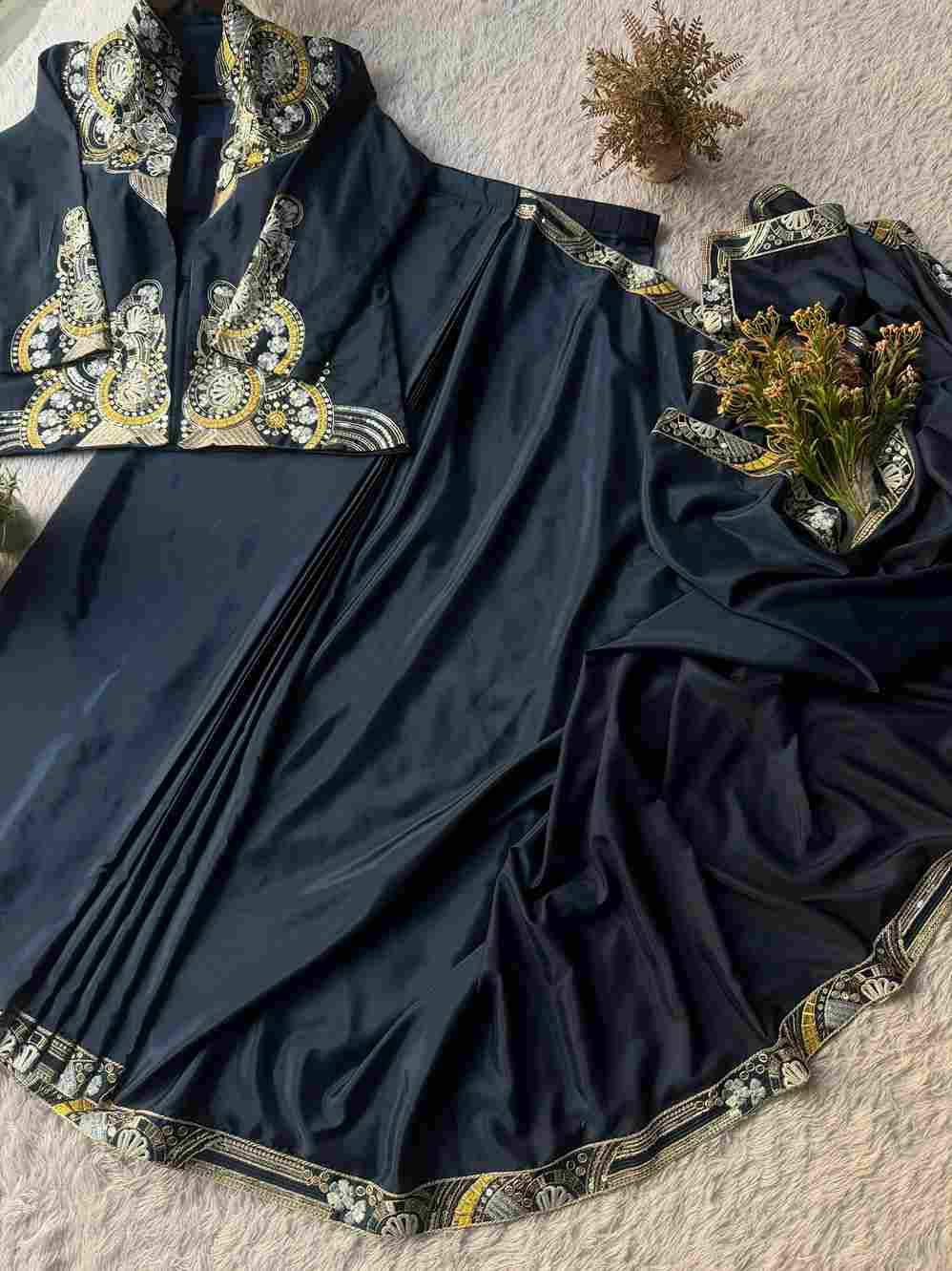 Be-433 By Fashid Wholesale Designer Festive Suits Beautiful Fancy Stylish Colorful Party Wear & Occasional Wear French Crepe Embroidered Lehenga Sarees At Wholesale Price