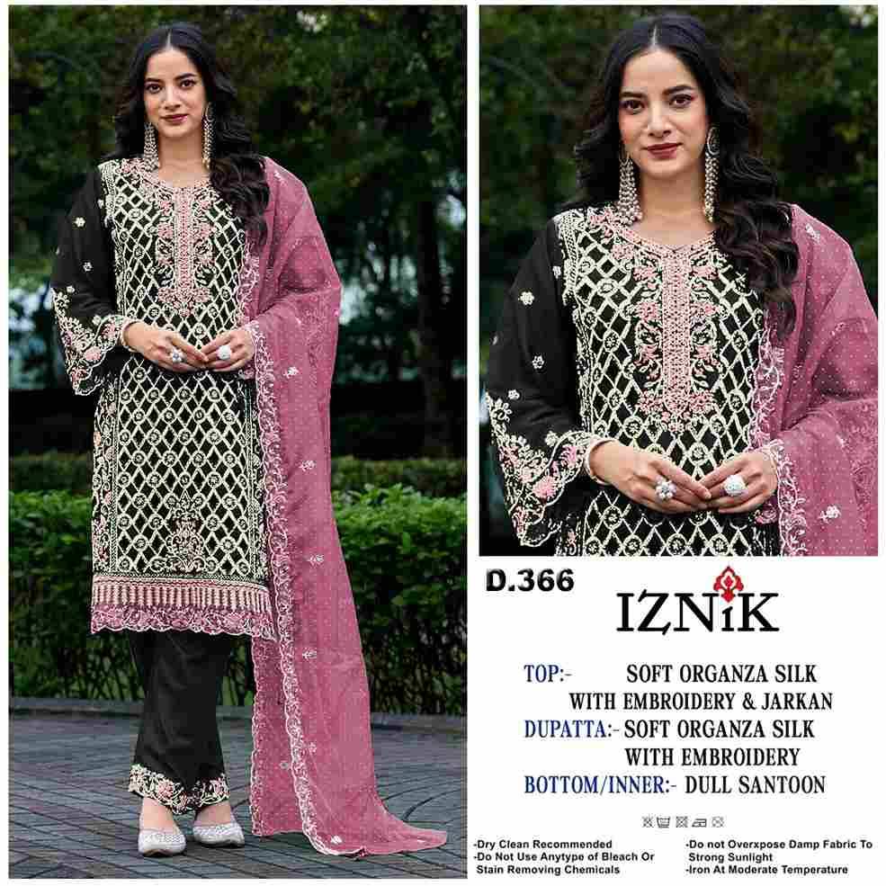Iznik 366 Colours By Iznik Fab 366-A To 366-D Series Designer Pakistani Suits Beautiful Stylish Fancy Colorful Party Wear & Occasional Wear Organza Silk With Embroidery Dresses At Wholesale Price