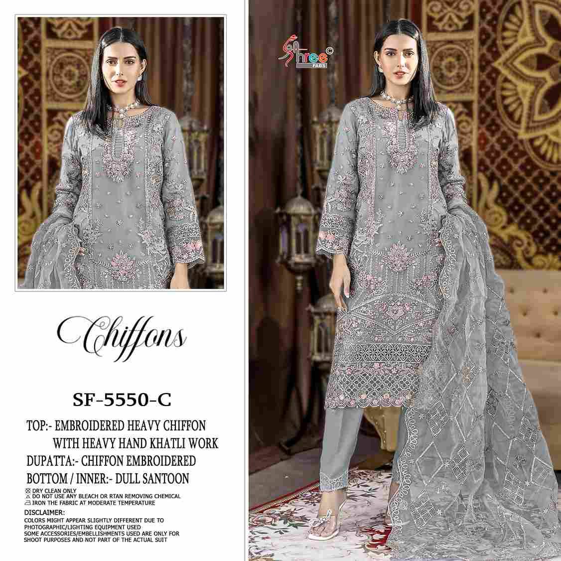 Shree Fabs Hit Design SF-5550 Colours By Shree Fabs SF-5550-A To SF-5550-D Series Beautiful Stylish Pakistani Suits Fancy Colorful Casual Wear & Ethnic Wear & Ready To Wear Chiffon Embroidery Dresses At Wholesale Price