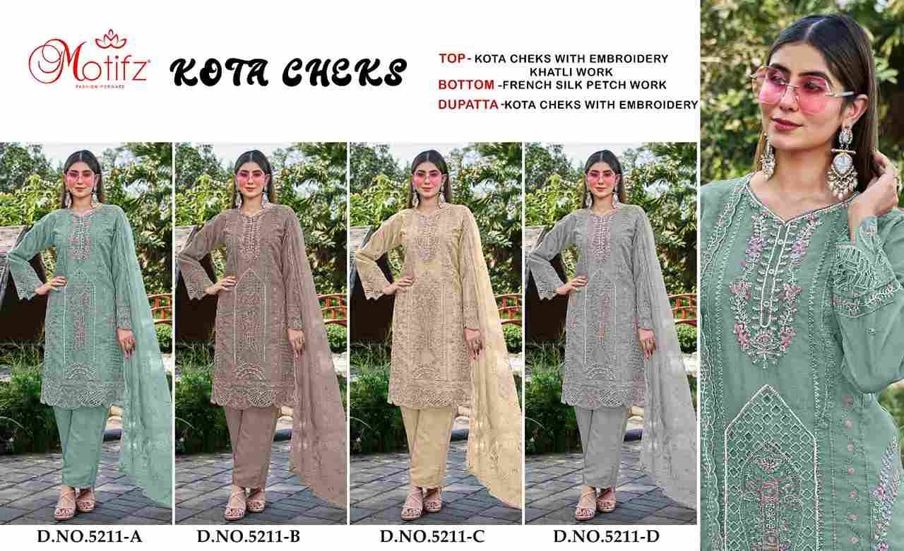 Motifz Hit Design 5211 Colours By Motifz 5211-A To 5211-D Series Beautiful Pakistani Suits Colorful Stylish Fancy Casual Wear & Ethnic Wear Kota Checks Dresses At Wholesale Price