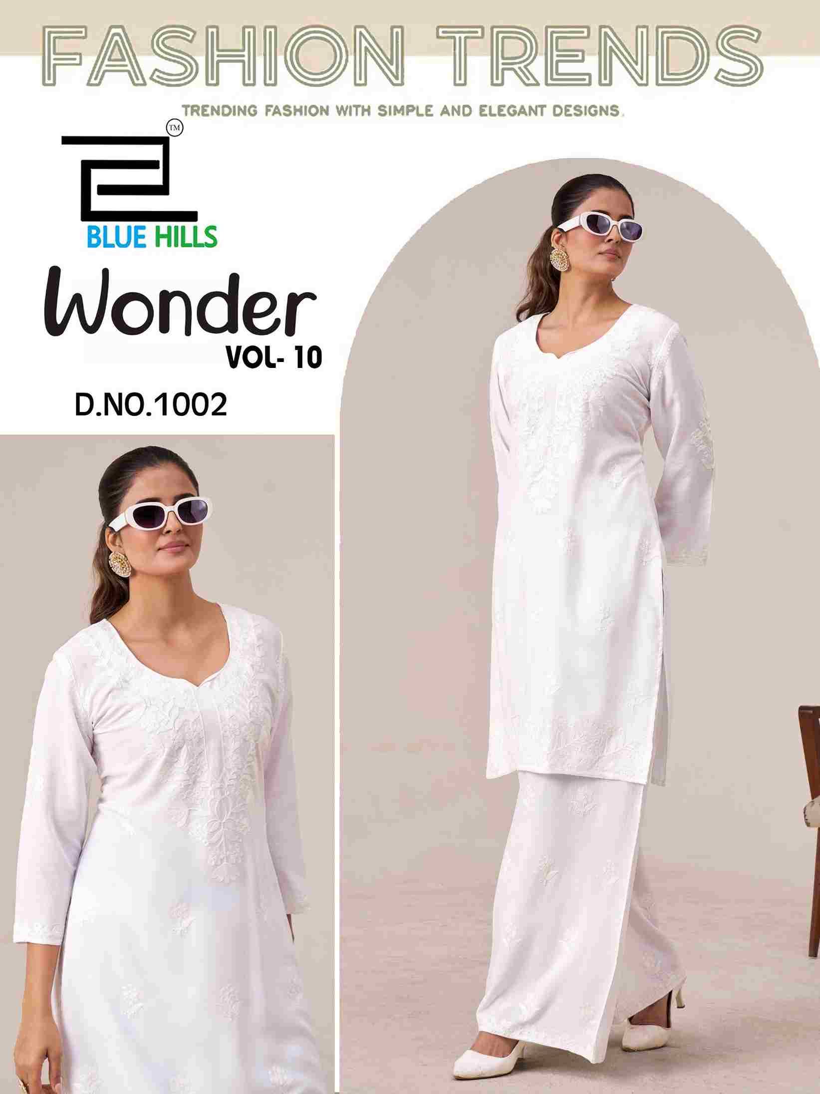 Wonder Vol-10 By Blue Hills 1001 To 1006 Series Designer Stylish Fancy Colorful Beautiful Party Wear & Ethnic Wear Collection Rayon Kurtis With Bottom At Wholesale Price