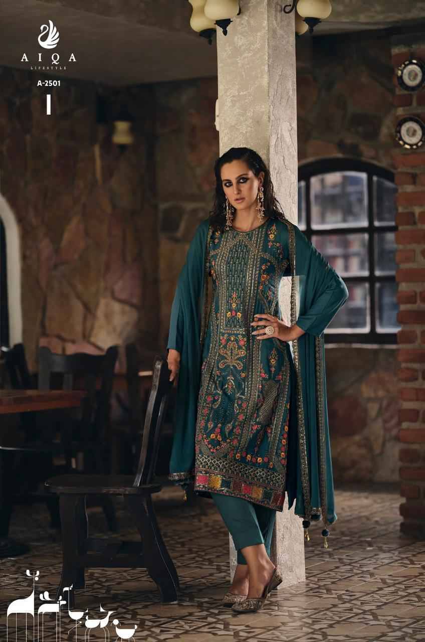 Rihana By Aiqa 2501 To 2506 Series Beautiful Festive Suits Colorful Stylish Fancy Casual Wear & Ethnic Wear Pure Viscose Pashmina Dresses At Wholesale Price