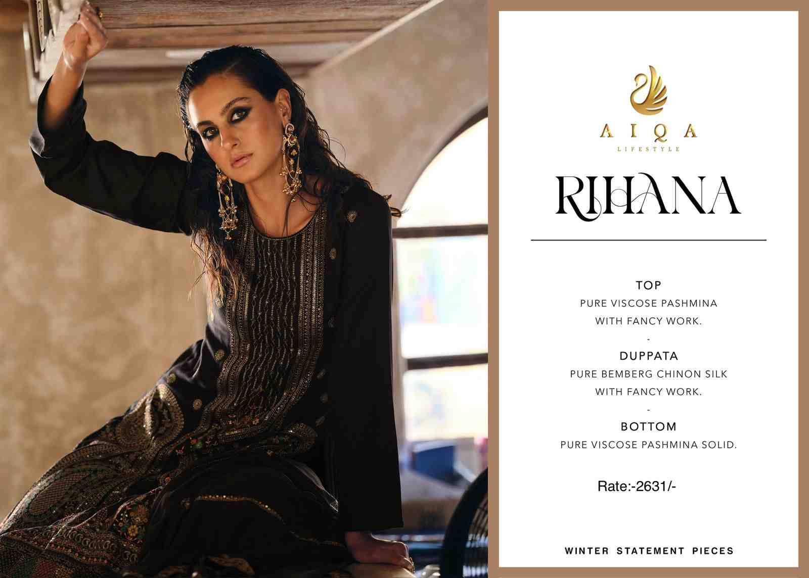 Rihana By Aiqa 2501 To 2506 Series Beautiful Festive Suits Colorful Stylish Fancy Casual Wear & Ethnic Wear Pure Viscose Pashmina Dresses At Wholesale Price
