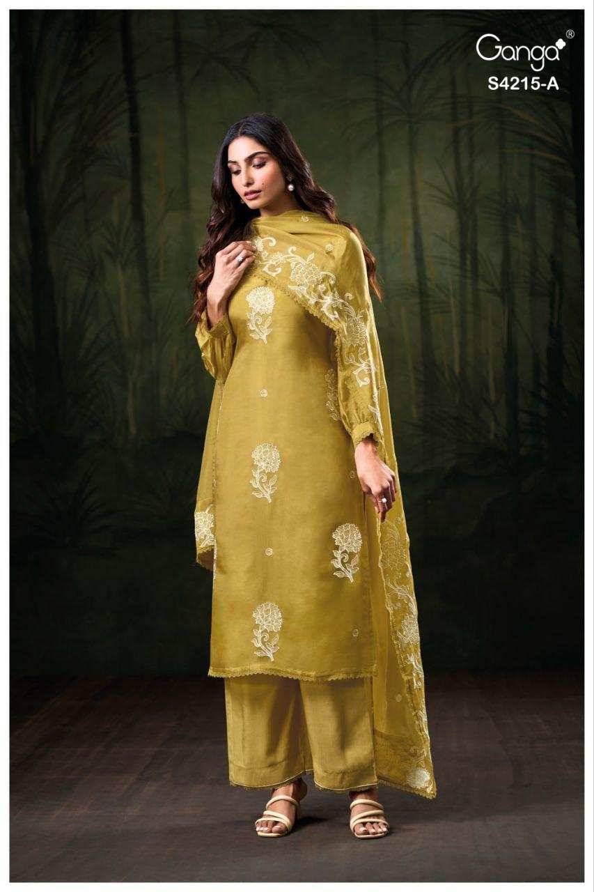 Aarisha-4215 By Ganga Fashion 4215-A To 4215-C Series Beautiful Festive Suits Stylish Colorful Fancy Casual Wear & Ethnic Wear Premium Bemberg Silk Print Dresses At Wholesale Price