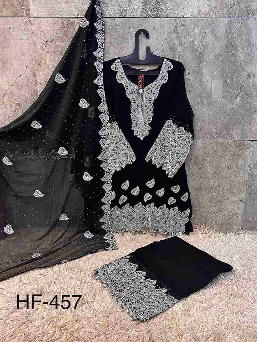 Hoor Tex Hit Design HF-457 Colours By Hoor Tex HF-457-A To HF-457-B Series Designer Festive Pakistani Suits Collection Beautiful Stylish Fancy Colorful Party Wear & Occasional Wear Heavy Georgette With Embroidered Dresses At Wholesale Price
