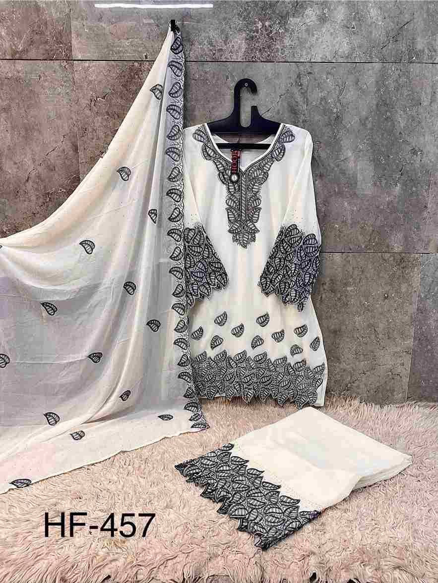 Hoor Tex Hit Design HF-457 Colours By Hoor Tex HF-457-A To HF-457-B Series Designer Festive Pakistani Suits Collection Beautiful Stylish Fancy Colorful Party Wear & Occasional Wear Heavy Georgette With Embroidered Dresses At Wholesale Price