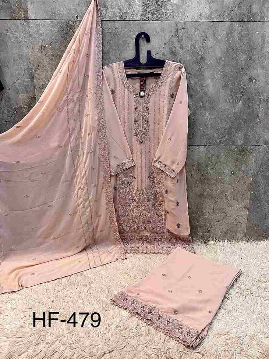 Hoor Tex Hit Design HF-479 Colours By Hoor Tex HF-479-A To HF-479-D Series Designer Festive Pakistani Suits Collection Beautiful Stylish Fancy Colorful Party Wear & Occasional Wear Heavy Georgette With Embroidered Dresses At Wholesale Price
