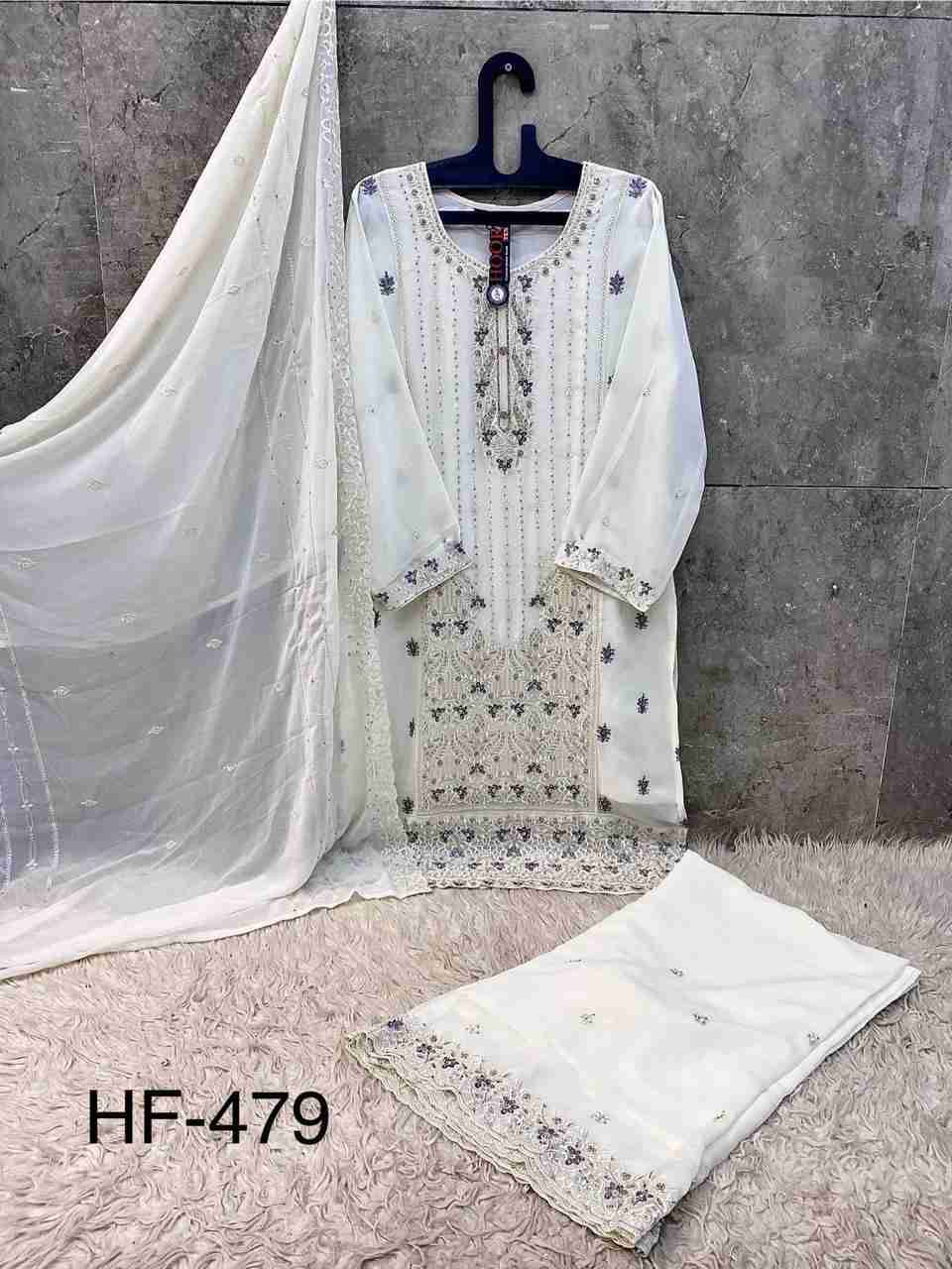 Hoor Tex Hit Design HF-479 Colours By Hoor Tex HF-479-A To HF-479-D Series Designer Festive Pakistani Suits Collection Beautiful Stylish Fancy Colorful Party Wear & Occasional Wear Heavy Georgette With Embroidered Dresses At Wholesale Price