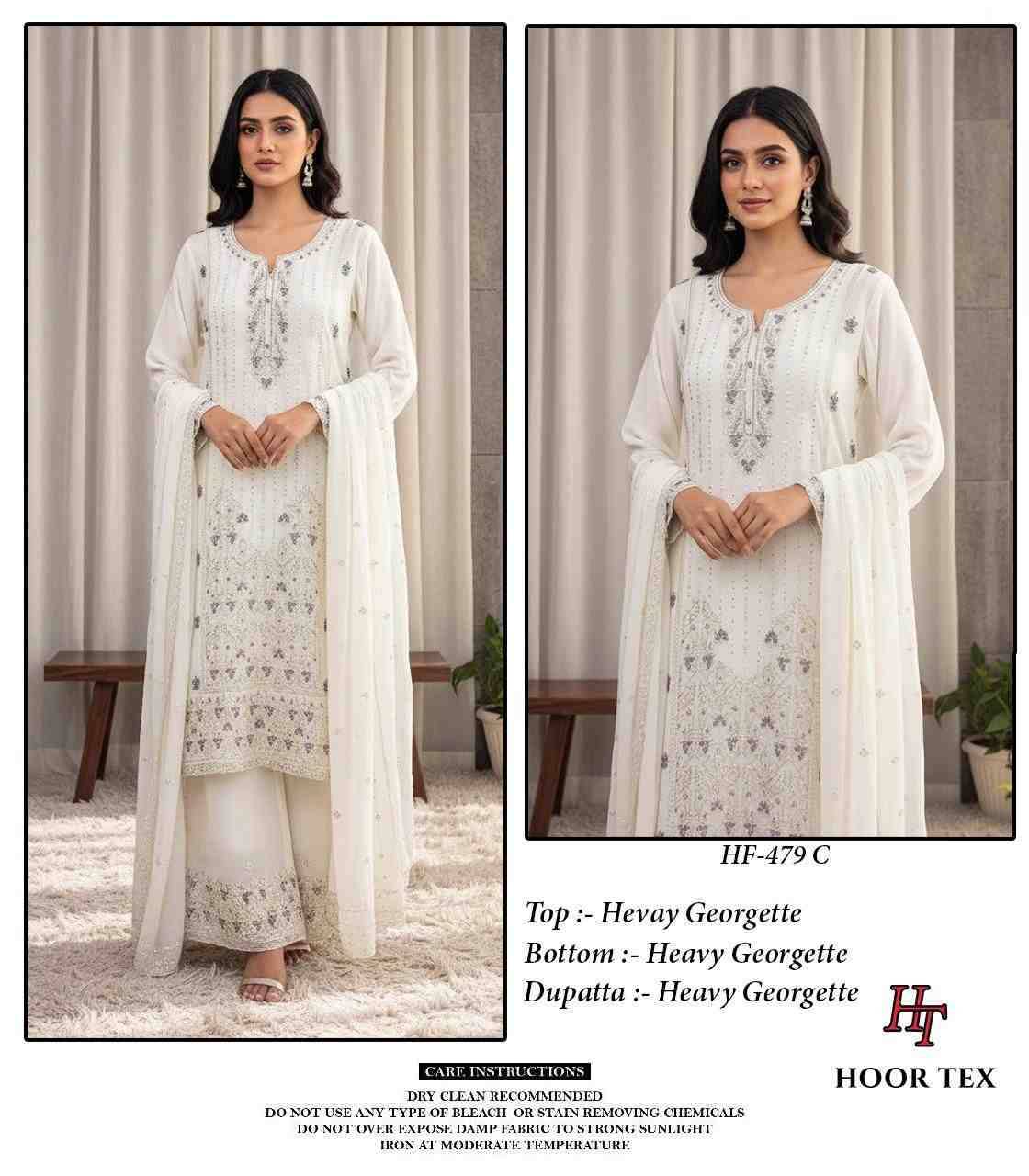 Hoor Tex Hit Design HF-479 Colours By Hoor Tex HF-479-A To HF-479-D Series Designer Festive Pakistani Suits Collection Beautiful Stylish Fancy Colorful Party Wear & Occasional Wear Heavy Georgette With Embroidered Dresses At Wholesale Price