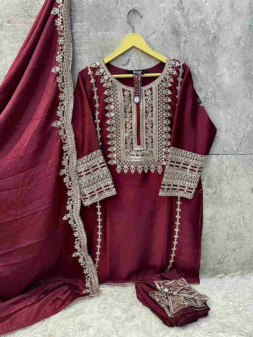 Hoor Tex Hit Design HF-114 Colours By Hoor Tex HF-114-A To HF-114-D Series Beautiful Pakistani Suits Stylish Colorful Fancy Casual Wear & Ethnic Wear Heavy Chinnon Embroidered Dresses At Wholesale Price