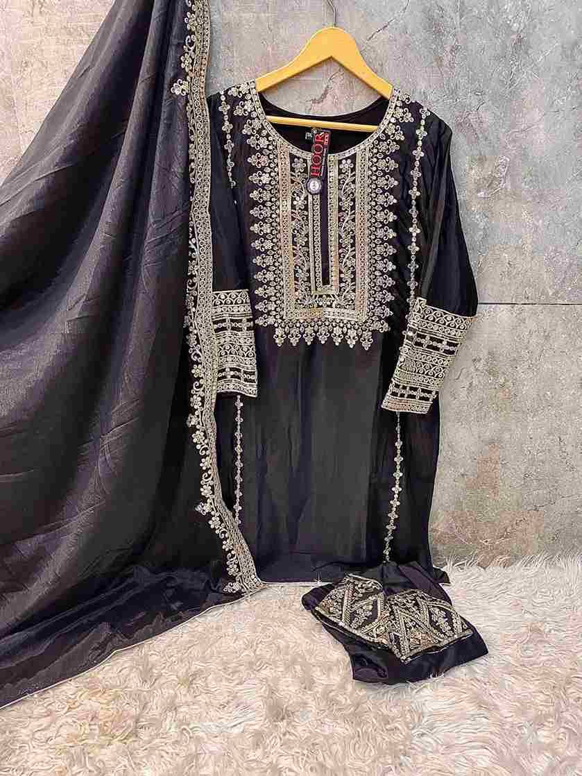 Hoor Tex Hit Design HF-114 Colours By Hoor Tex HF-114-A To HF-114-D Series Beautiful Pakistani Suits Stylish Colorful Fancy Casual Wear & Ethnic Wear Heavy Chinnon Embroidered Dresses At Wholesale Price