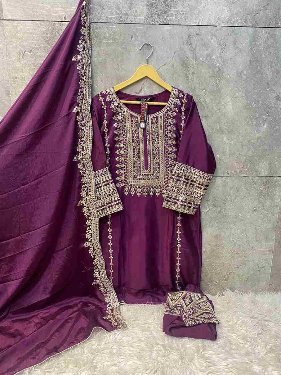 Hoor Tex Hit Design HF-114 Colours By Hoor Tex HF-114-A To HF-114-D Series Beautiful Pakistani Suits Stylish Colorful Fancy Casual Wear & Ethnic Wear Heavy Chinnon Embroidered Dresses At Wholesale Price