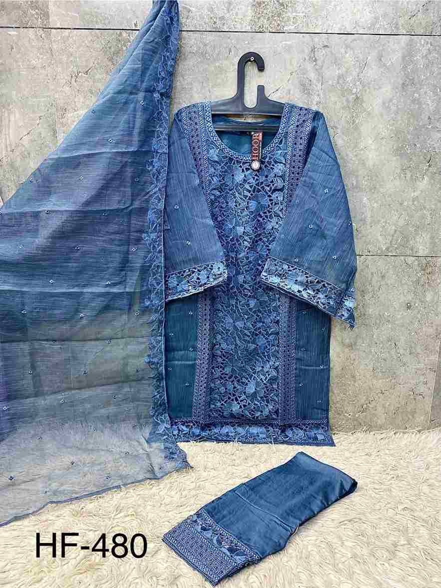 Hoor Tex Hit Design HF-480 Colours By Hoor Tex HF-480-A To HF-480-D Series Beautiful Pakistani Suits Stylish Colorful Fancy Casual Wear & Ethnic Wear Heavy Organza Embroidered Dresses At Wholesale Price