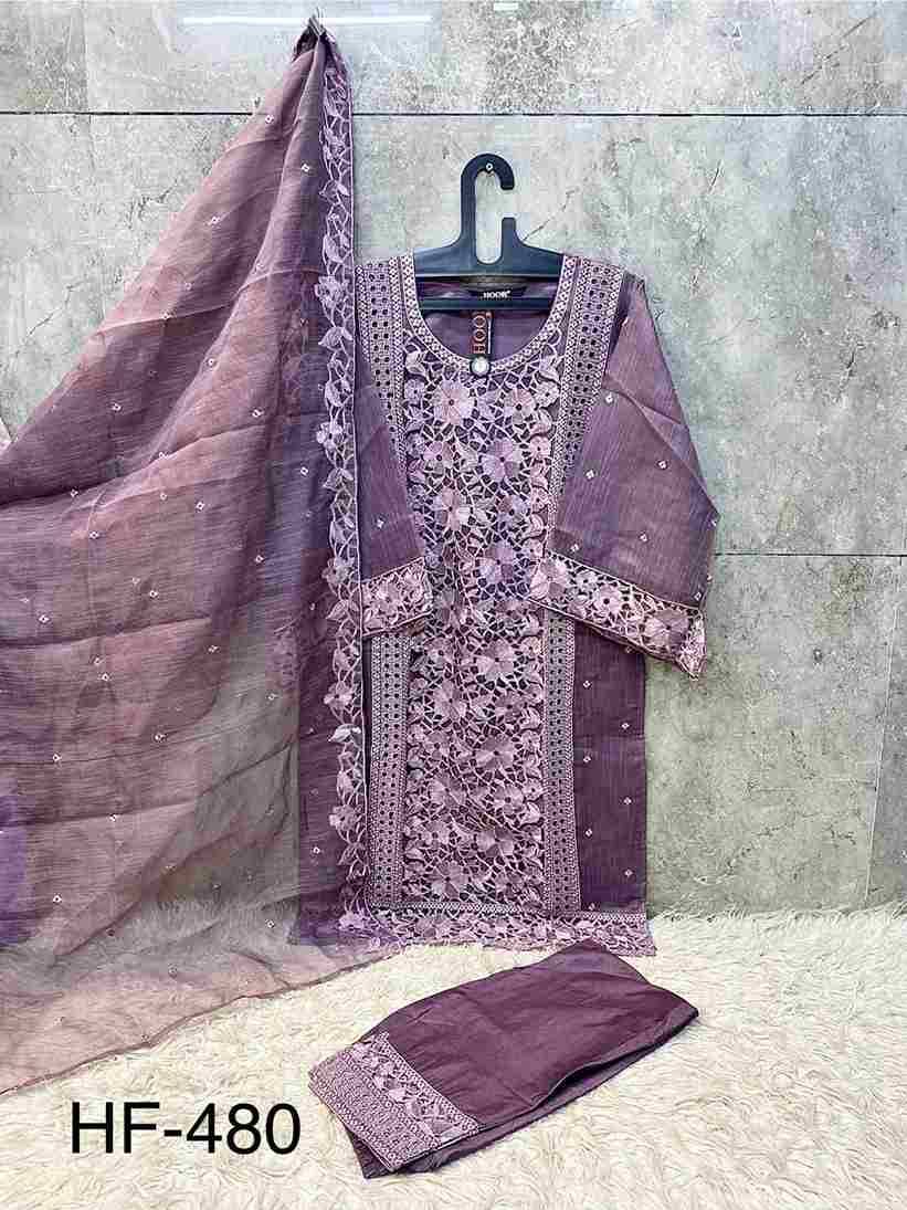 Hoor Tex Hit Design HF-480 Colours By Hoor Tex HF-480-A To HF-480-D Series Beautiful Pakistani Suits Stylish Colorful Fancy Casual Wear & Ethnic Wear Heavy Organza Embroidered Dresses At Wholesale Price