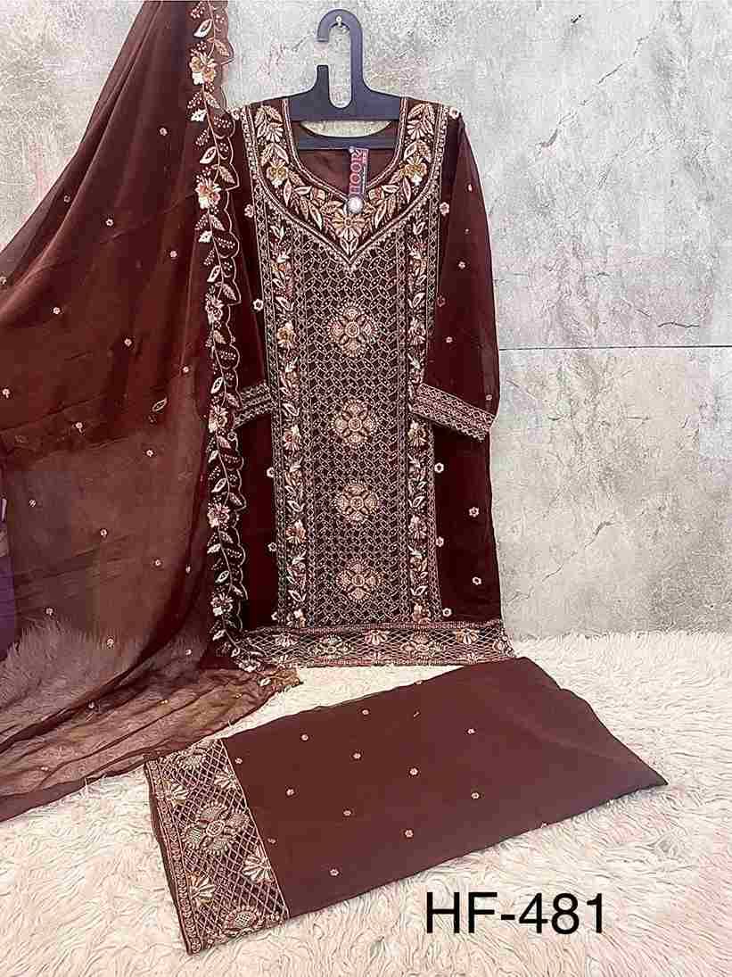 Hoor Tex Hit Design HF-481 Colours By Hoor Tex HF-481-A To HF-481-D Series Beautiful Pakistani Suits Stylish Colorful Fancy Casual Wear & Ethnic Wear Heavy Georgette Embroidered Dresses At Wholesale Price
