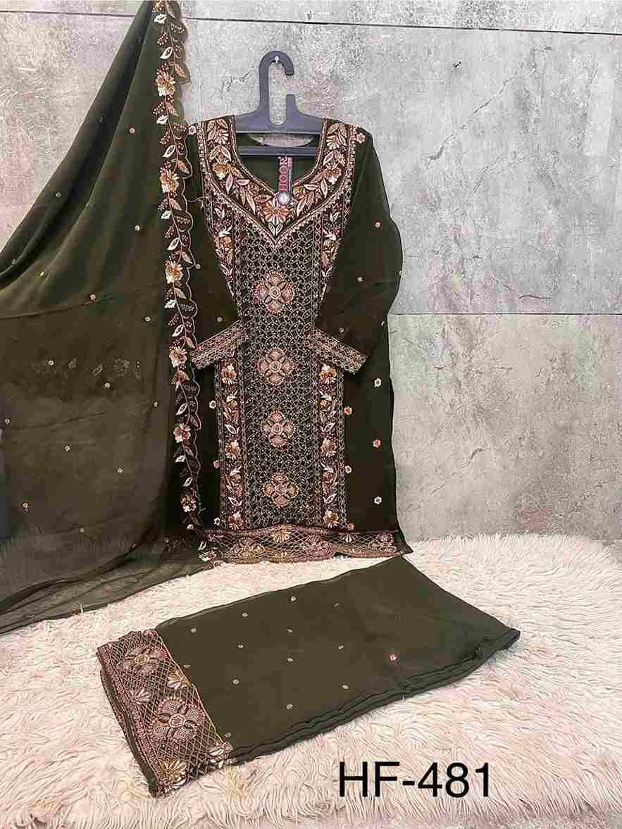 Hoor Tex Hit Design HF-481 Colours By Hoor Tex HF-481-A To HF-481-D Series Beautiful Pakistani Suits Stylish Colorful Fancy Casual Wear & Ethnic Wear Heavy Georgette Embroidered Dresses At Wholesale Price