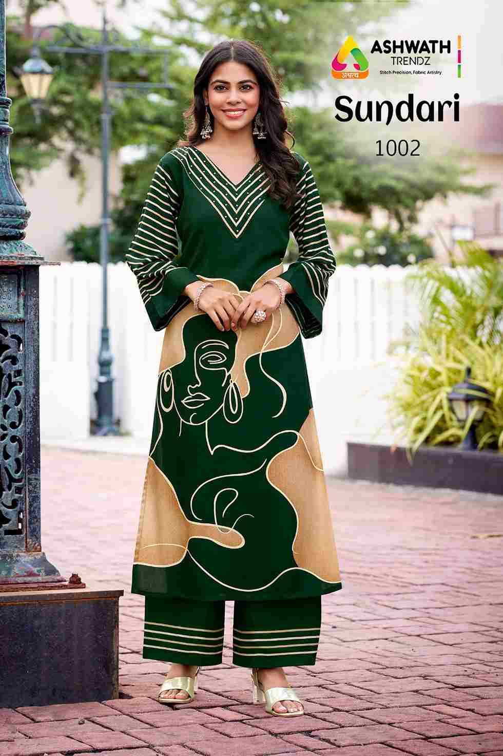 Sundari By Ashwath Trendz 1001 To 1006 Series Designer Stylish Fancy Colorful Beautiful Party Wear & Ethnic Wear Collection Rayon Kurtis With Bottom At Wholesale Price