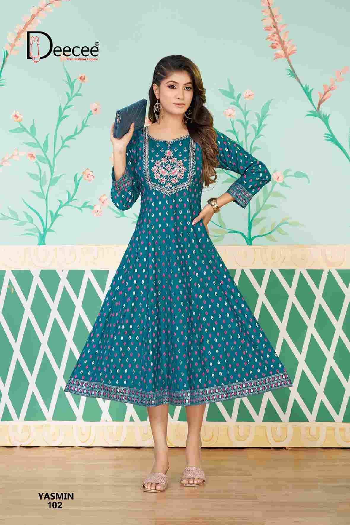 Yasmin By Dee Cee 101 To 106 Series Designer Stylish Fancy Colorful Beautiful Party Wear & Ethnic Wear Collection Vatican Foil Kurtis At Wholesale Price