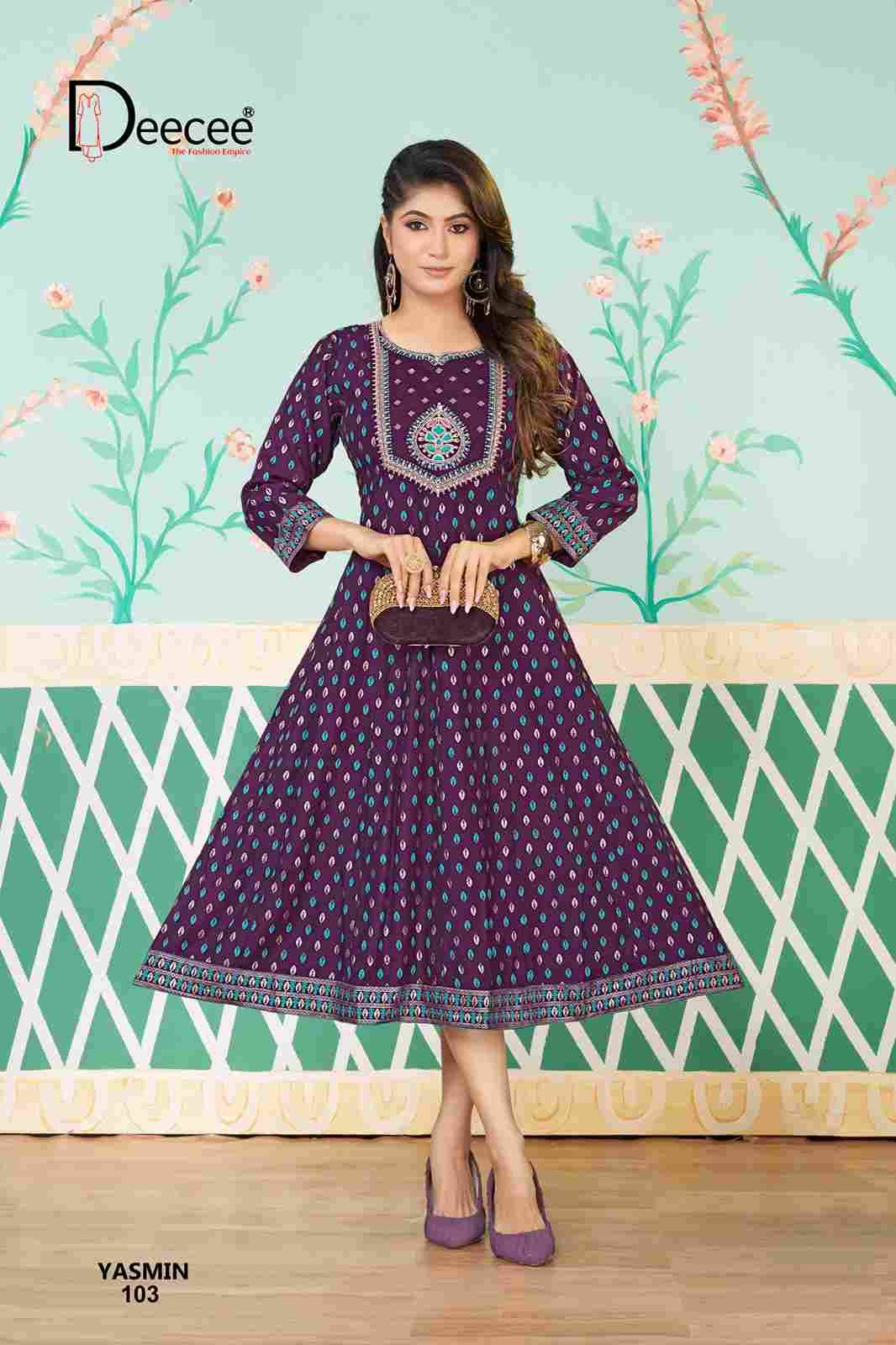 Yasmin By Dee Cee 101 To 106 Series Designer Stylish Fancy Colorful Beautiful Party Wear & Ethnic Wear Collection Vatican Foil Kurtis At Wholesale Price