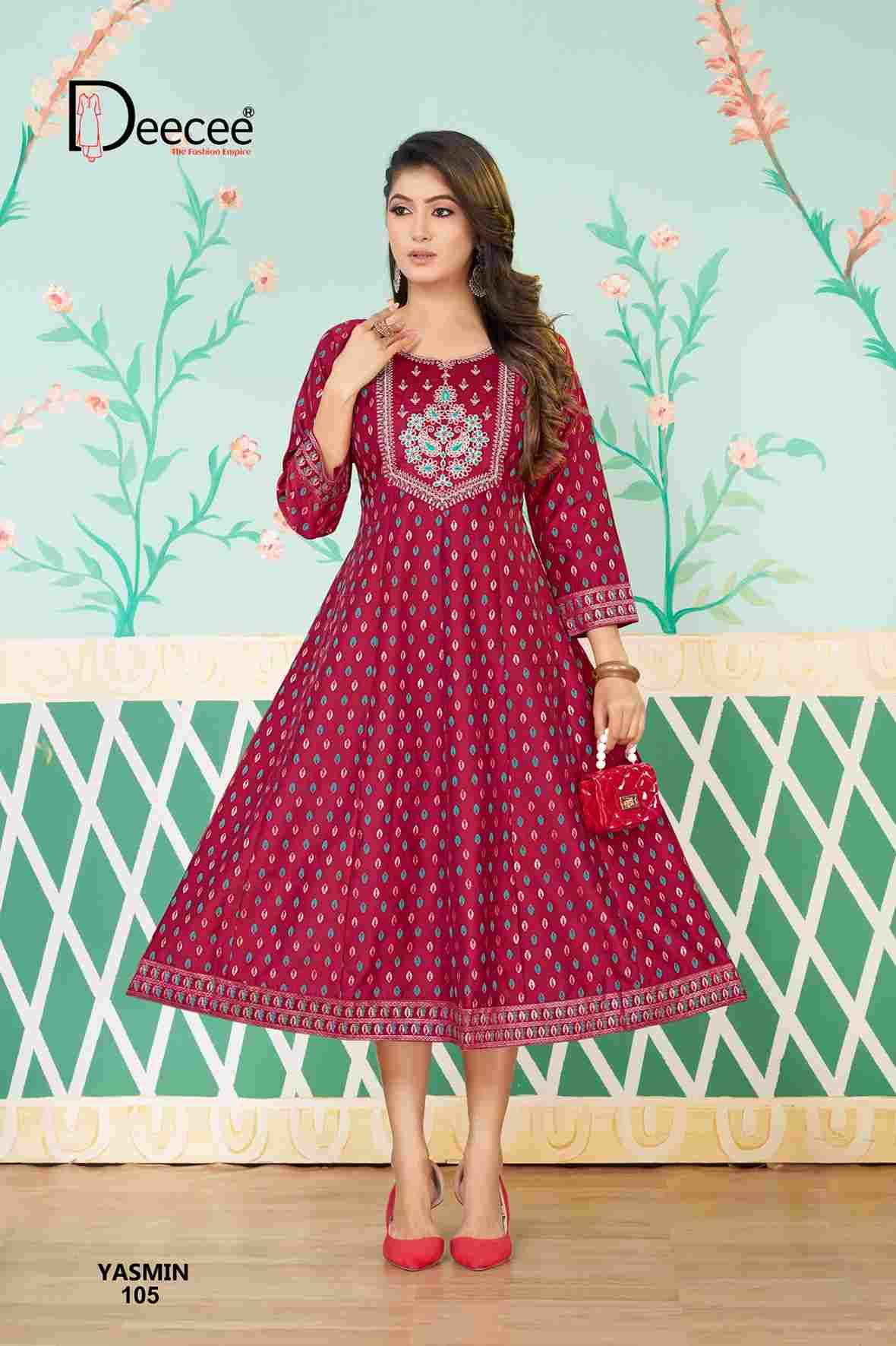 Yasmin By Dee Cee 101 To 106 Series Designer Stylish Fancy Colorful Beautiful Party Wear & Ethnic Wear Collection Vatican Foil Kurtis At Wholesale Price