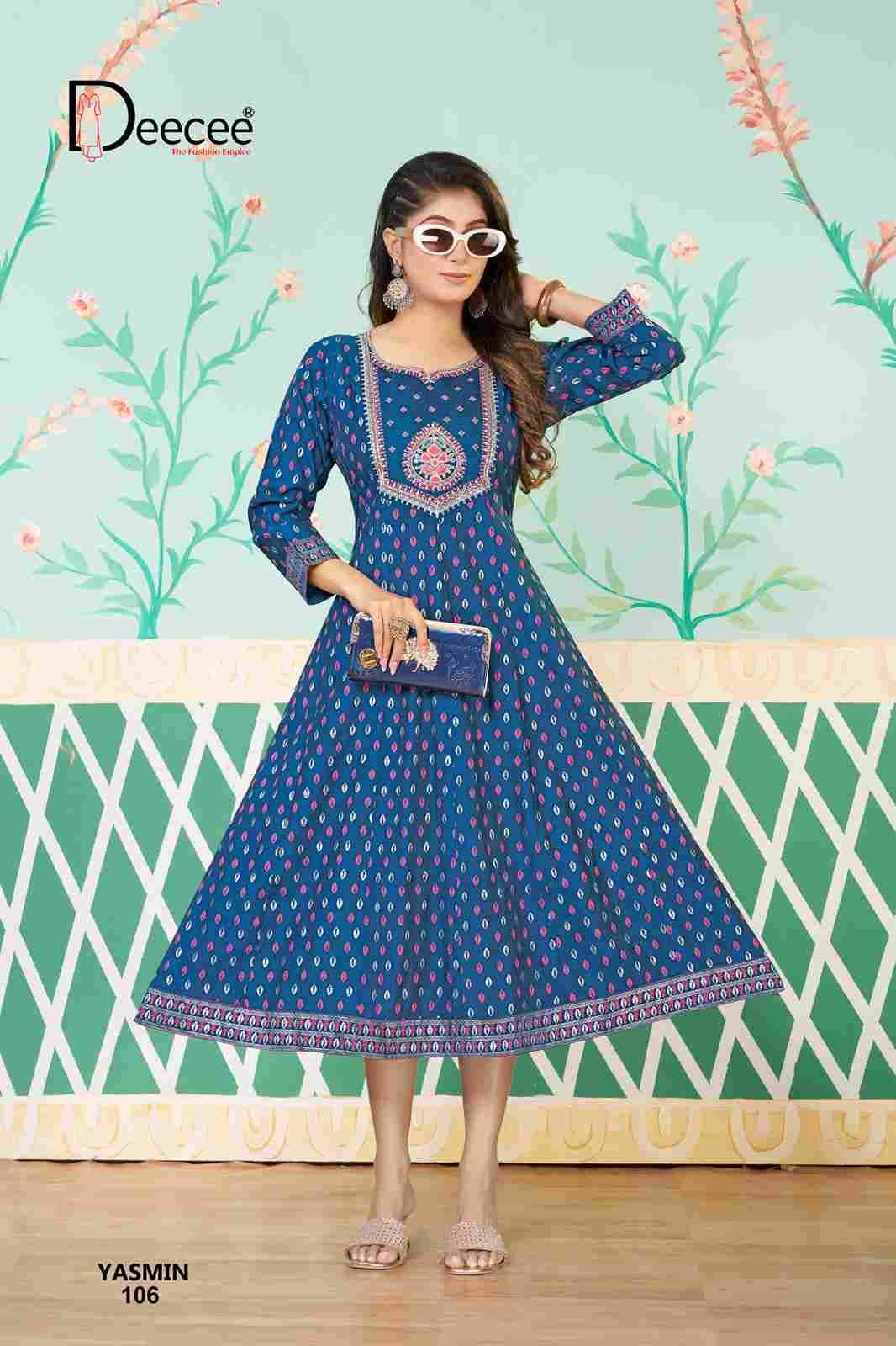 Yasmin By Dee Cee 101 To 106 Series Designer Stylish Fancy Colorful Beautiful Party Wear & Ethnic Wear Collection Vatican Foil Kurtis At Wholesale Price